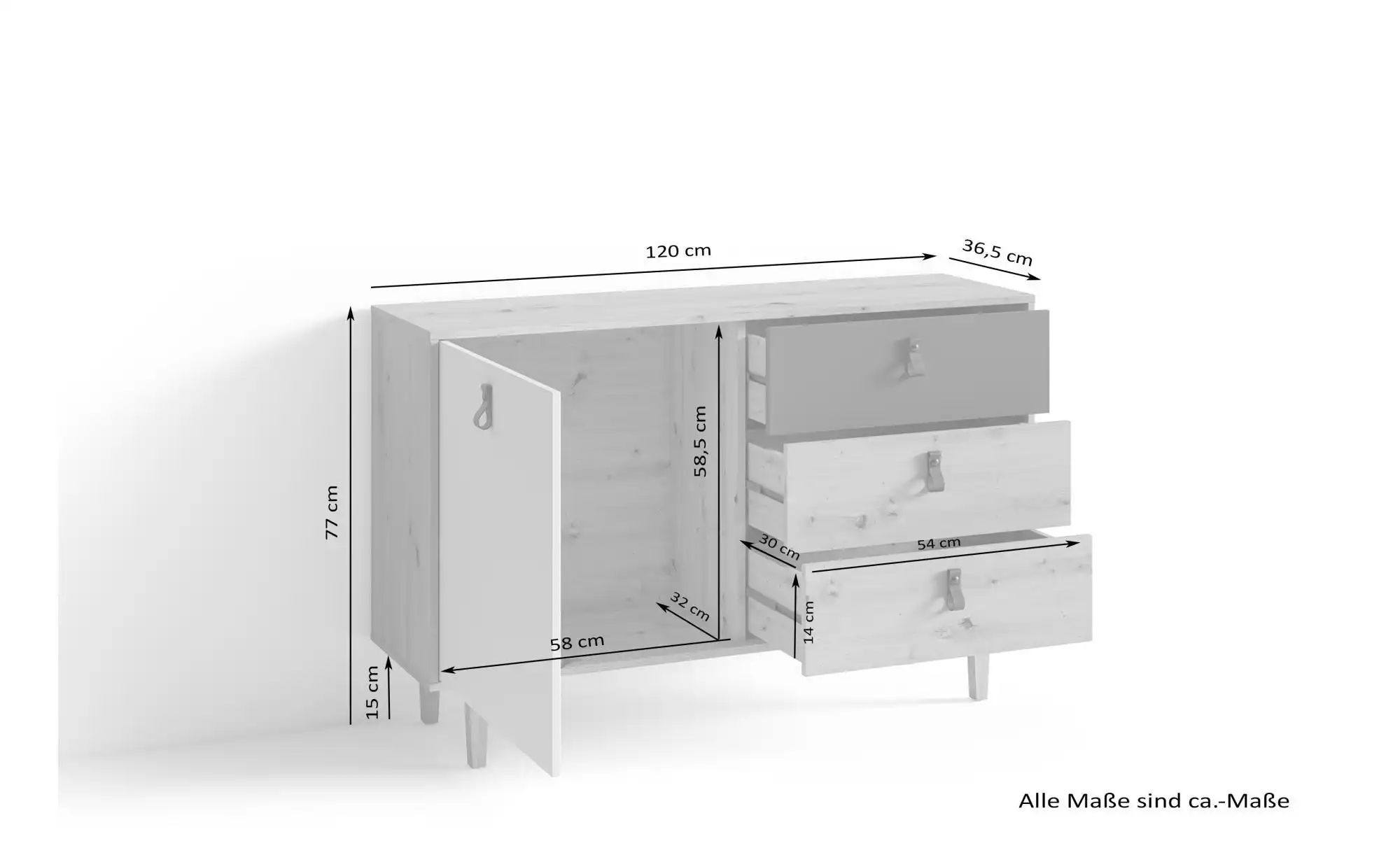 Thumbnail - Sideboard  Bill ¦ braun ¦ Maße (cm): B: 120 H: 77 Kommoden & Sideboards > Sideboards - Höffner