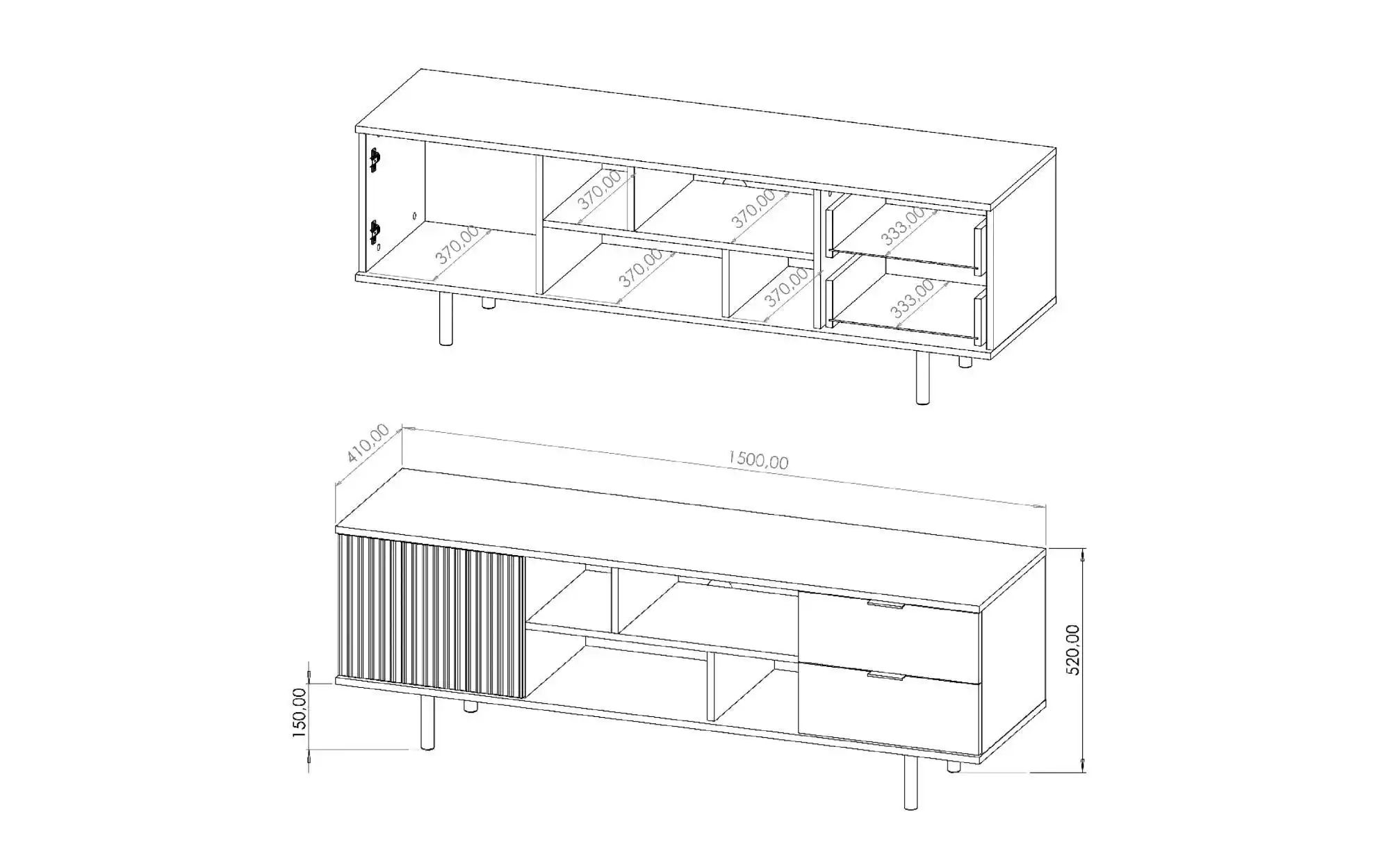 Thumbnail - Lowboard Bianco ¦ beige ¦ Maße (cm): B: 150 H: 52 Kommoden & Sideboards > Lowboards - Höffner