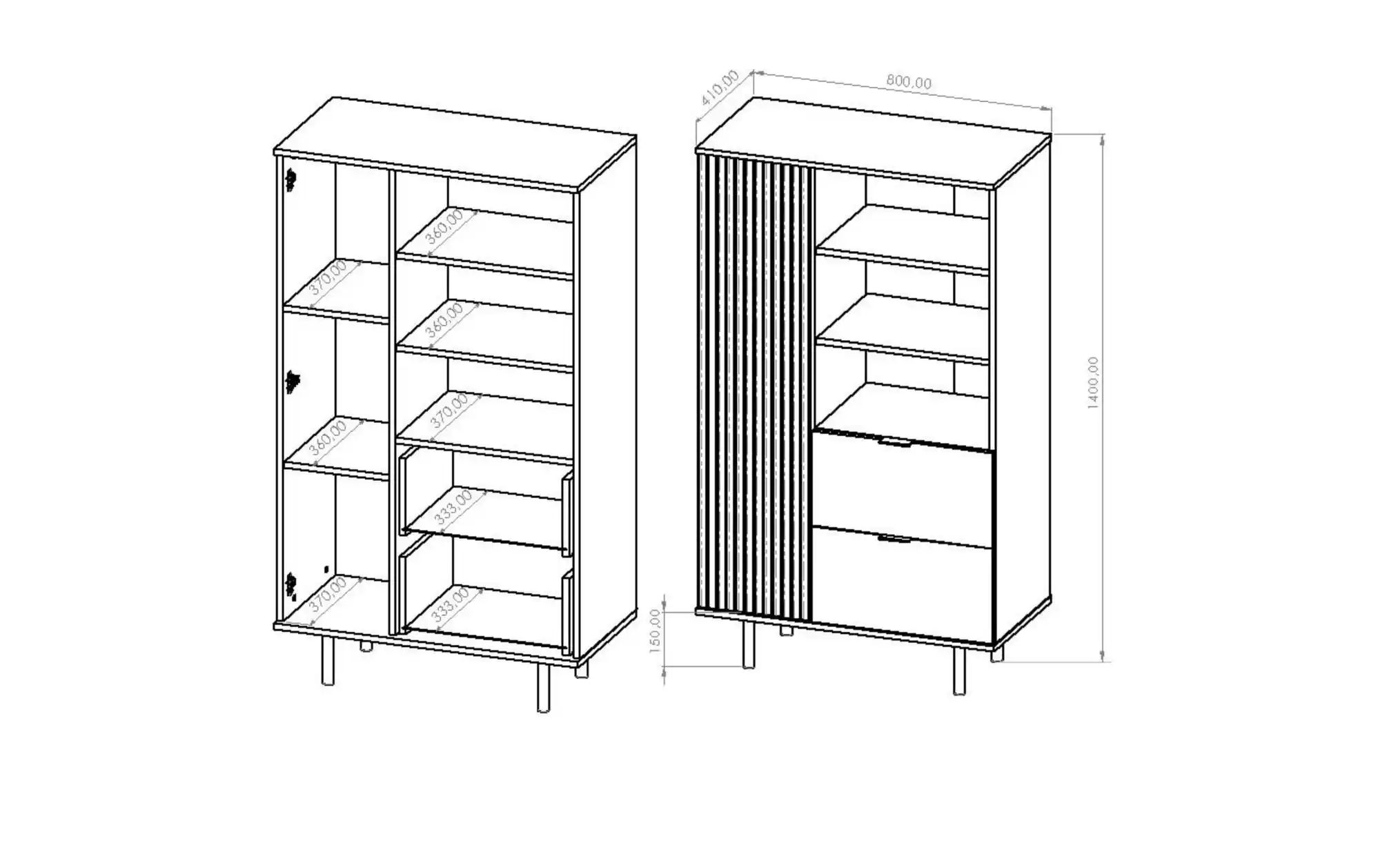 Thumbnail - Highboard  Bianco ¦ schwarz ¦ Maße (cm): B: 80 H: 140 Kommoden & Sideboards > Highboards - Höffner