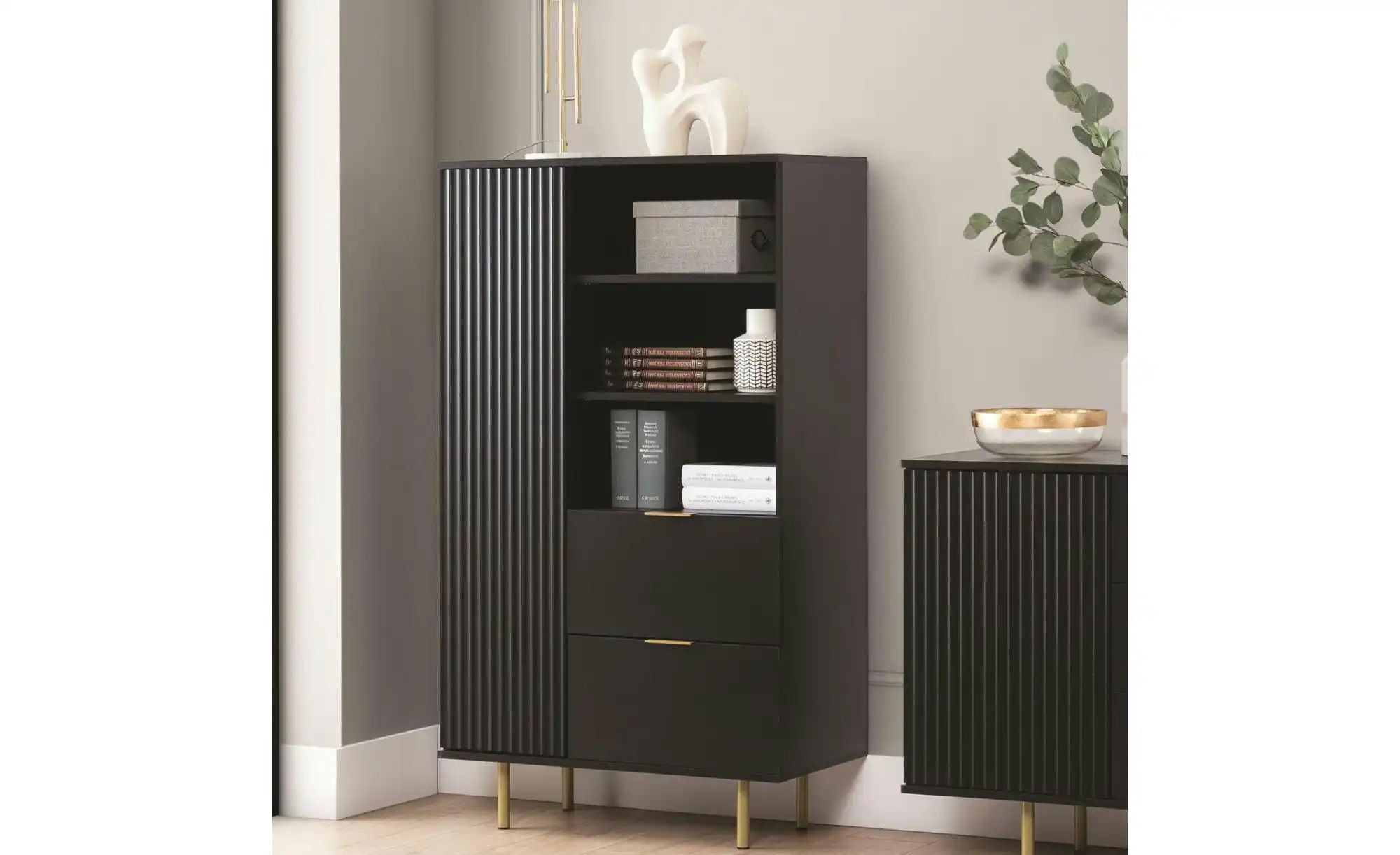 Thumbnail - Highboard  Bianco ¦ schwarz ¦ Maße (cm): B: 80 H: 140 Kommoden & Sideboards > Highboards - Höffner