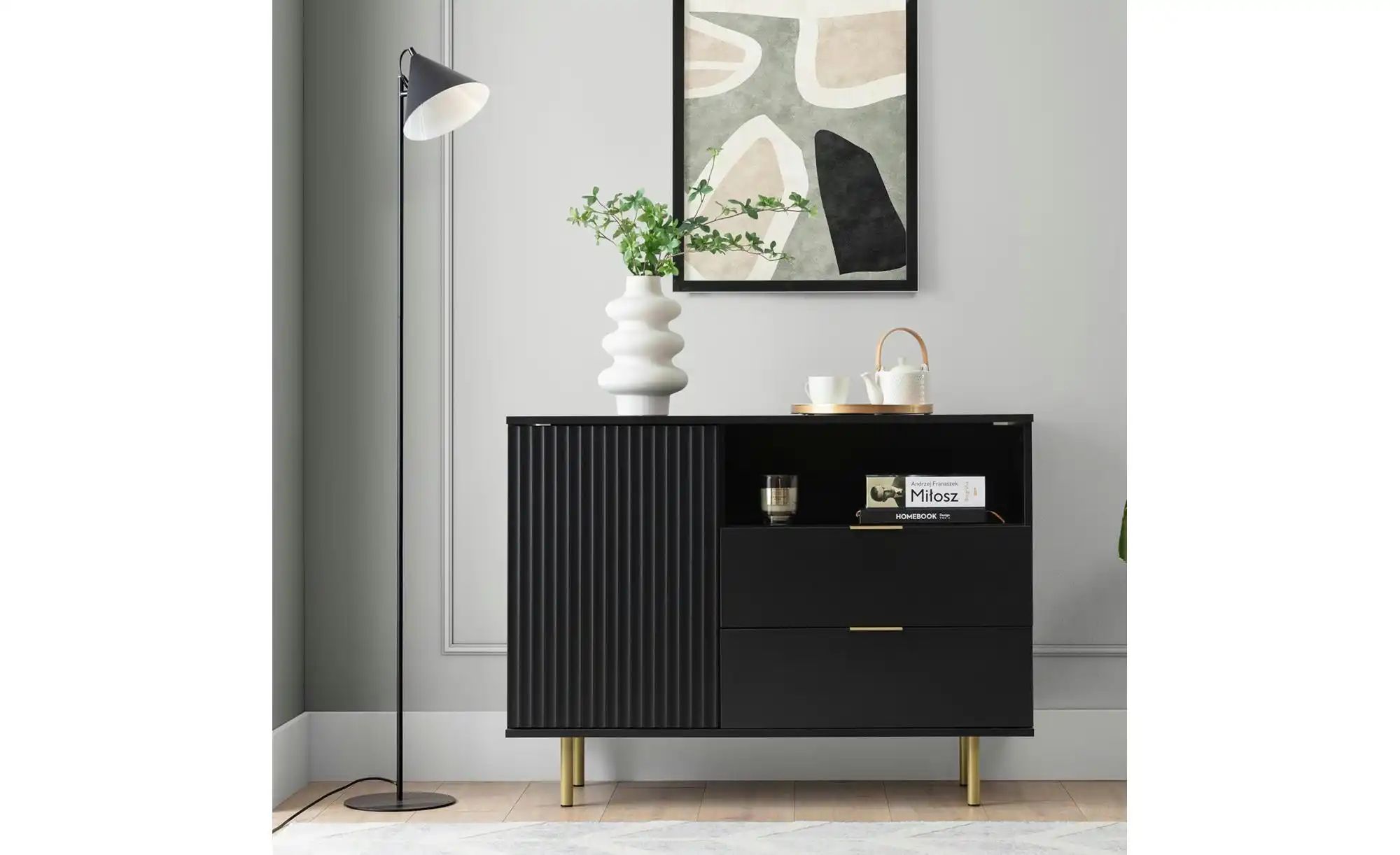 Thumbnail - Sideboard  Bianco ¦ schwarz ¦ Maße (cm): B: 107 H: 80 Kommoden & Sideboards > Sideboards - Höffner