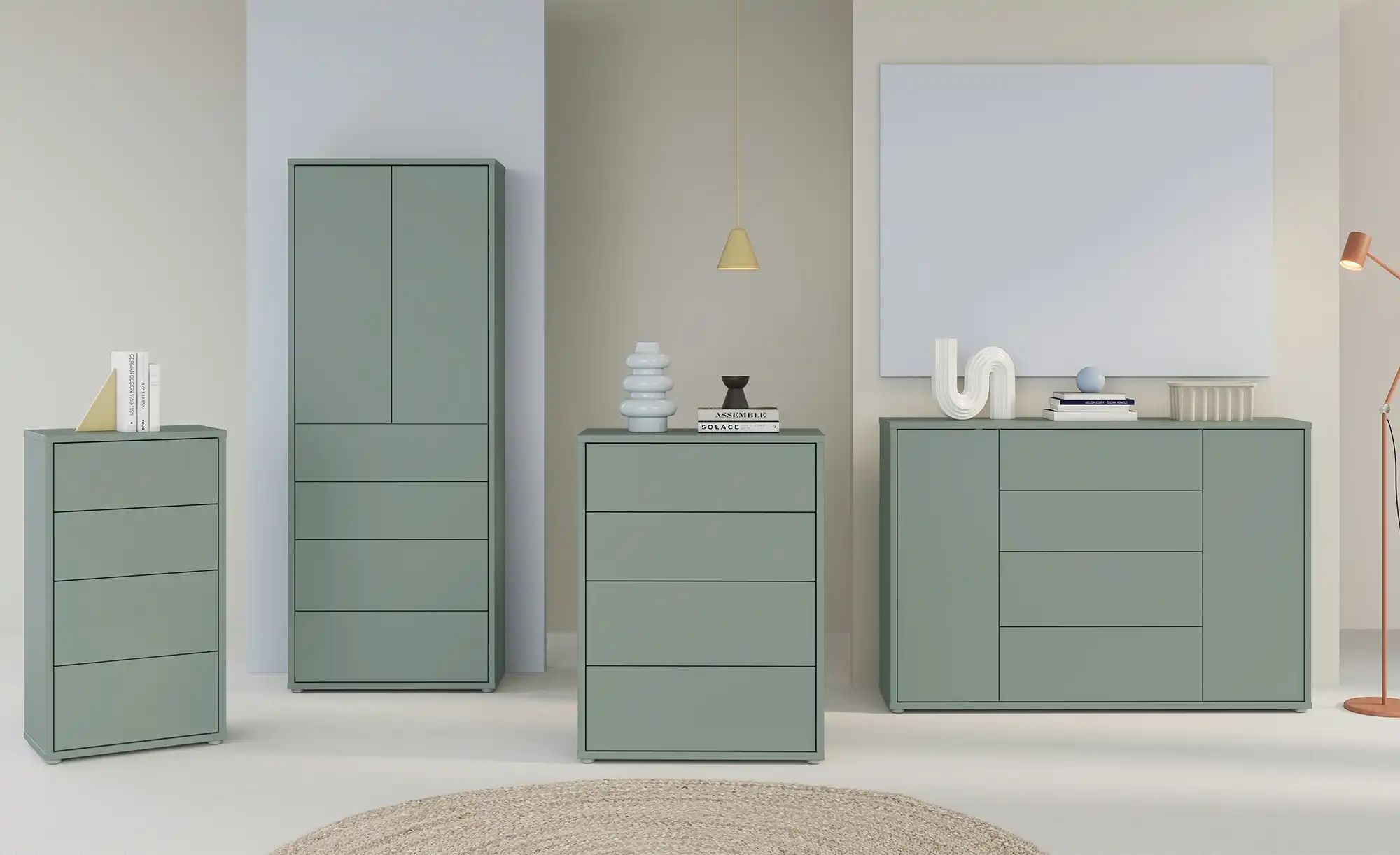Thumbnail - Kommode Bolognano ¦ grün ¦ Maße (cm): B: 74,8 H: 99,1 T: 34.9 Kommoden & Sideboards > Kommoden - Höffner