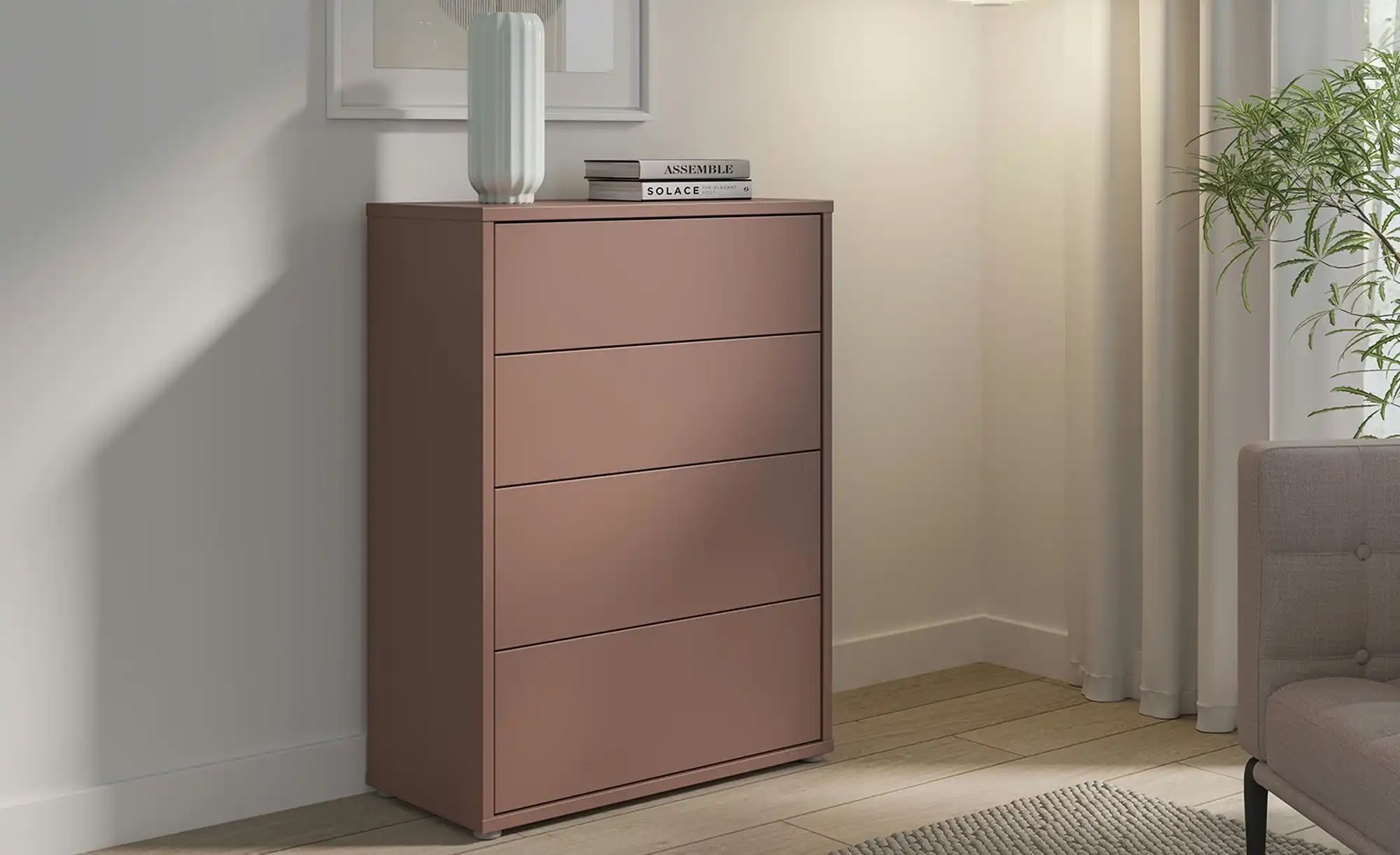 Thumbnail - Kommode  Bolognano ¦ rot ¦ Maße (cm): B: 74,8 H: 99,1 T: 34.9 Kommoden & Sideboards > Kommoden - Höffner