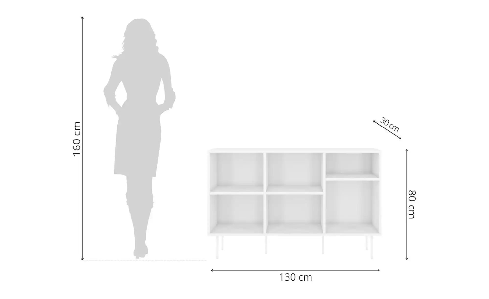 Standregal  Mirka ¦ weiß ¦ Maße (cm): B: 130 H: 80 Regale > Bücherregale - günstig online kaufen