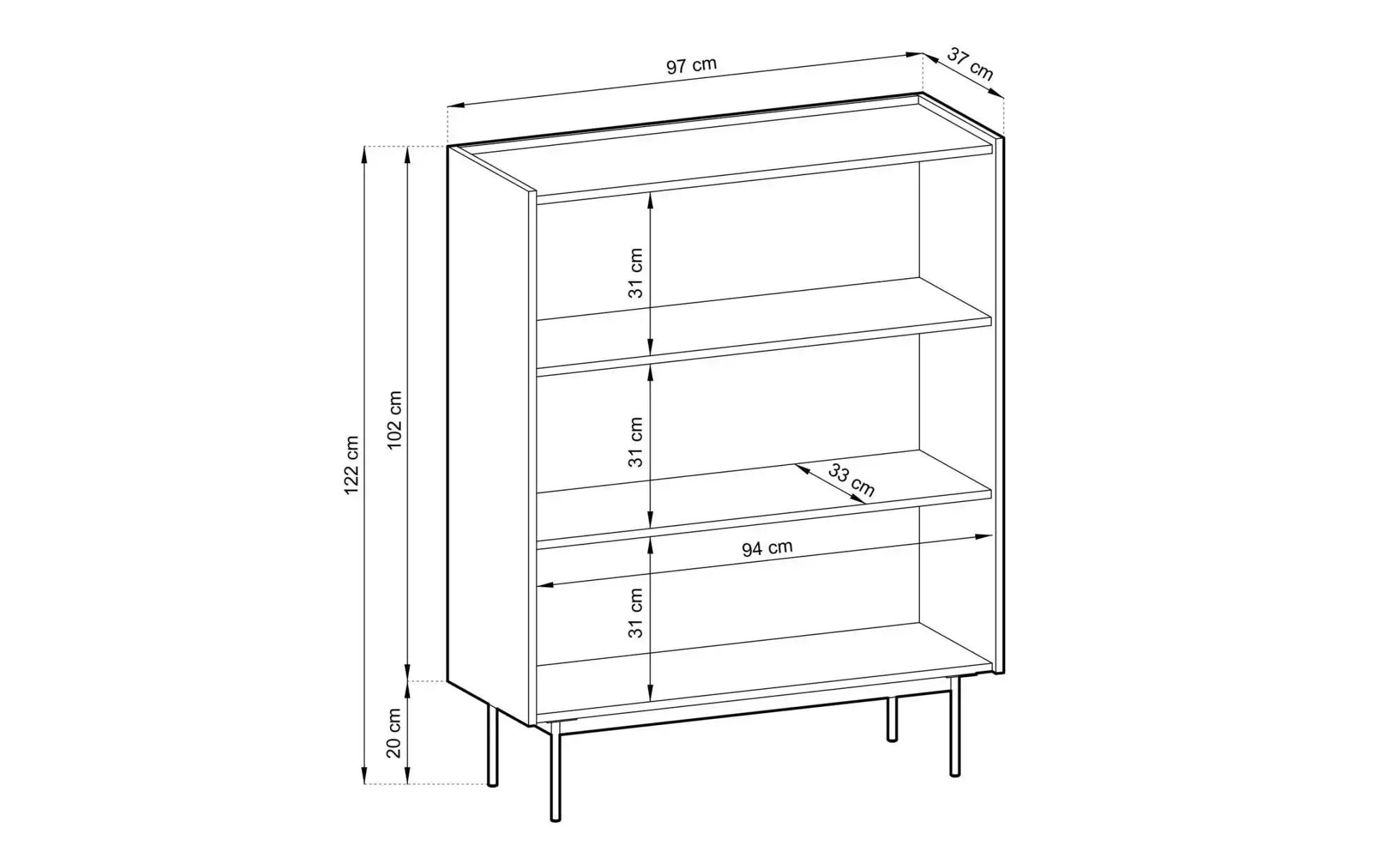Highboard  Color ¦ rot ¦ Maße (cm): B: 97 H: 122 Kommoden & Sideboards > Hi günstig online kaufen