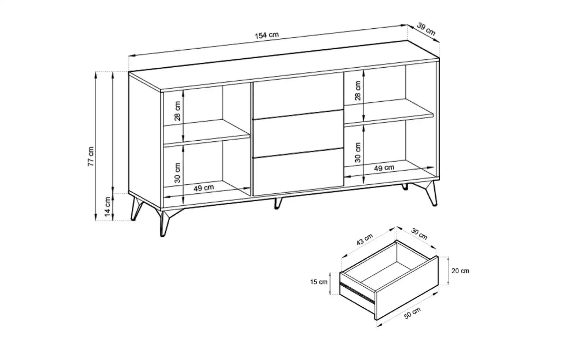 Sideboard  Diamond ¦ schwarz ¦ Maße (cm): B: 154 H: 77 Kommoden & Sideboard günstig online kaufen