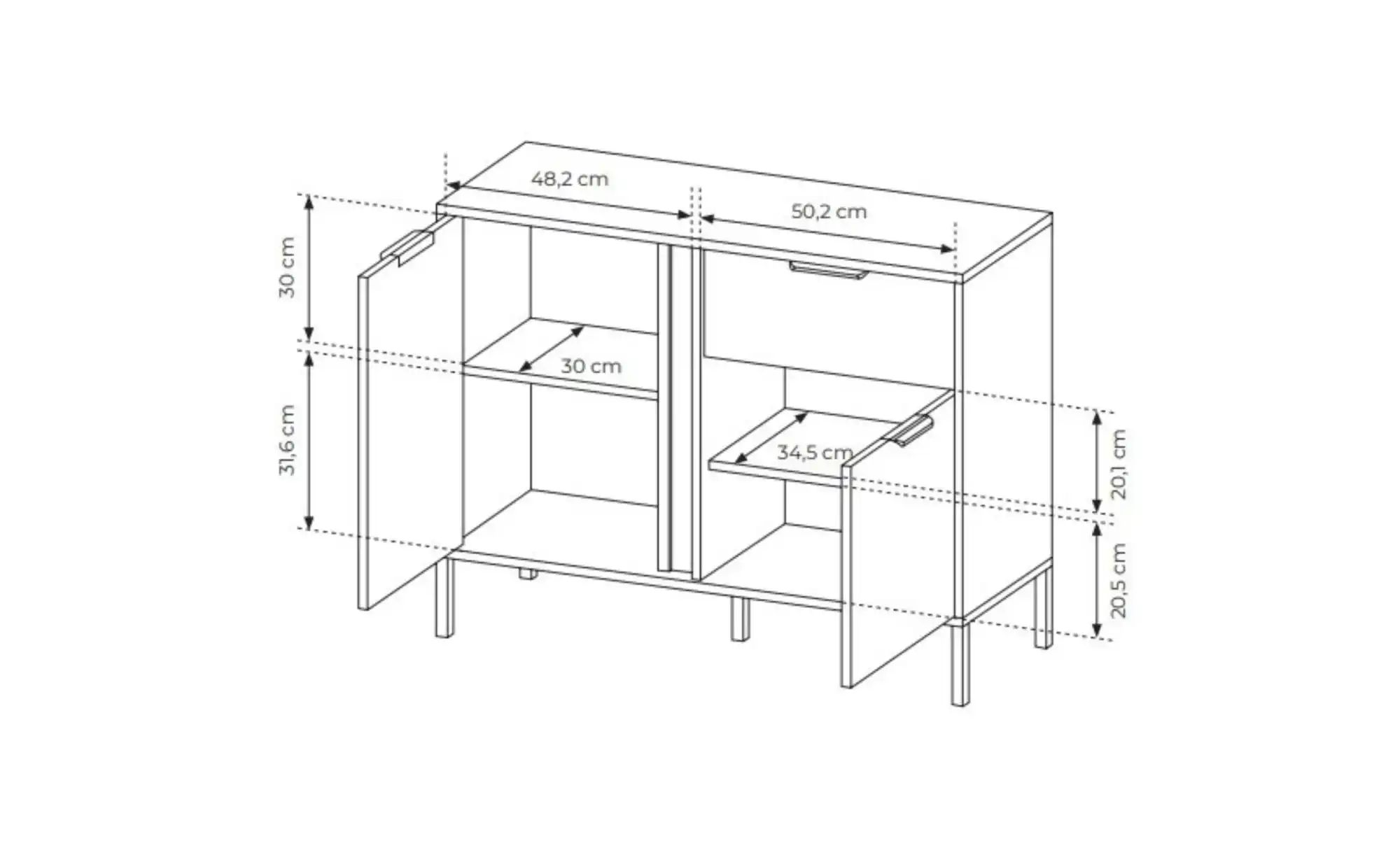 Sideboard  Lars ¦ schwarz ¦ Maße (cm): B: 103 H: 81 Kommoden & Sideboards > günstig online kaufen