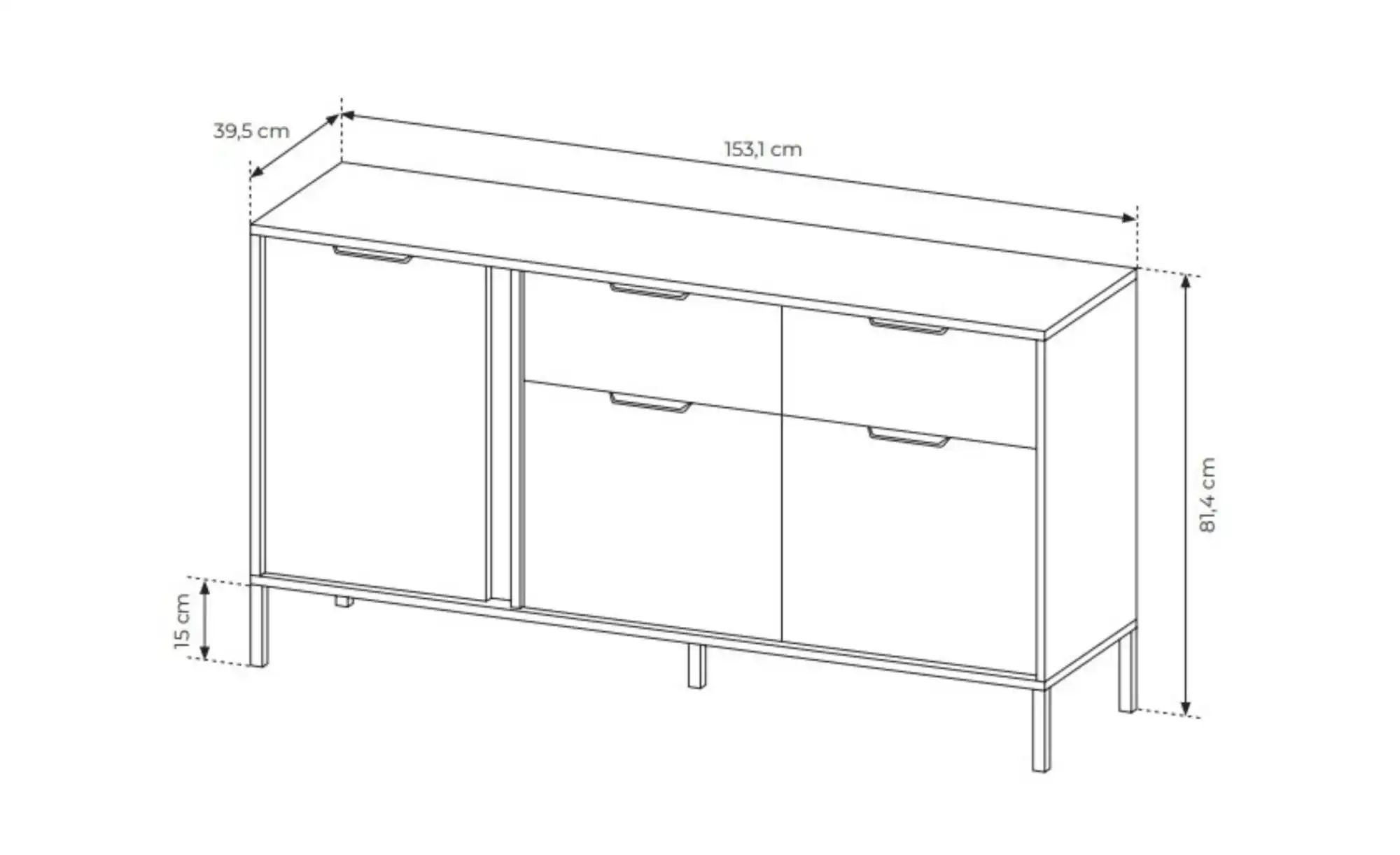 Sideboard  Lars ¦ schwarz ¦ Maße (cm): B: 153,1 H: 81,4 Kommoden & Sideboar günstig online kaufen