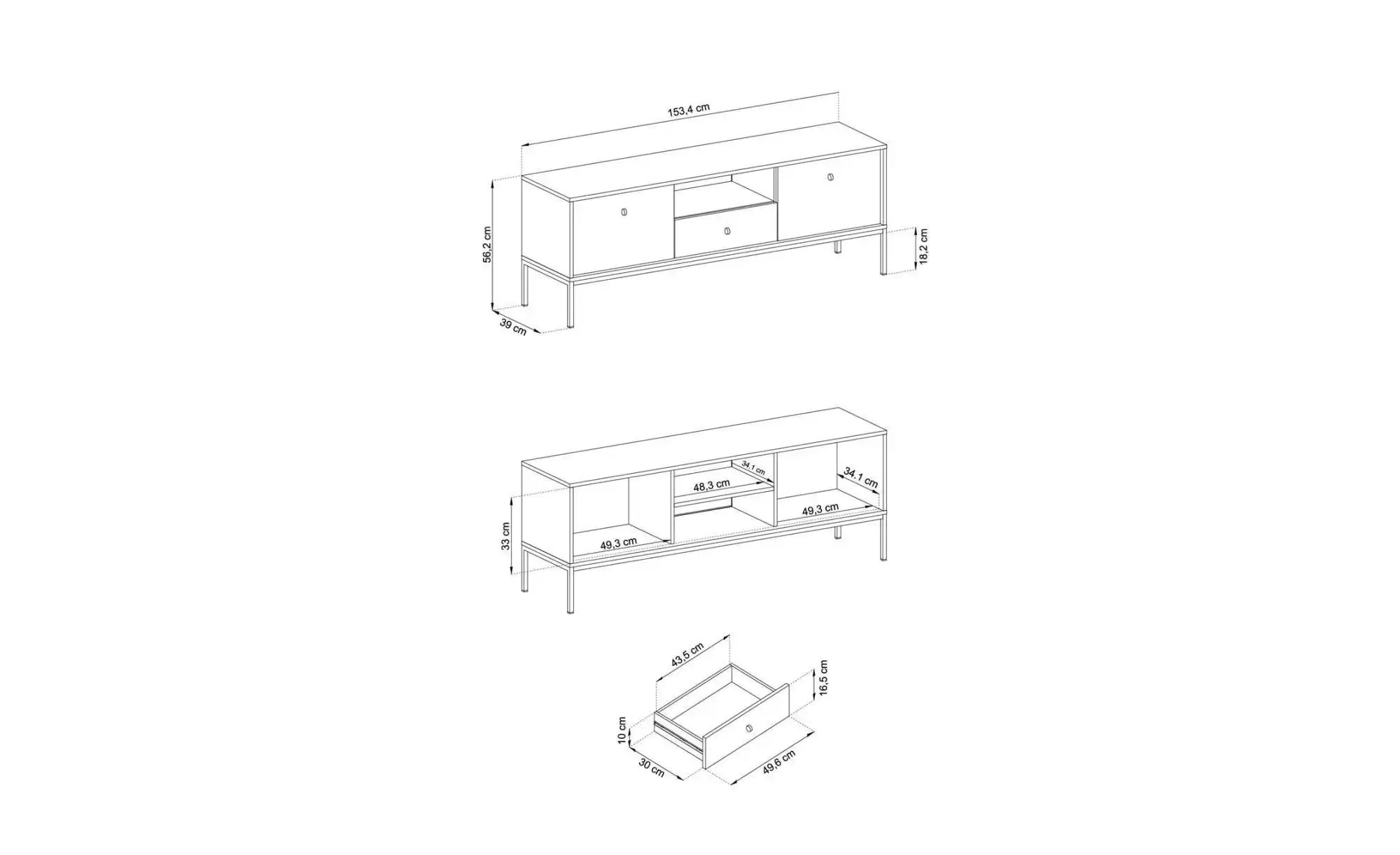 Lowboard  Molly ¦ blau ¦ Maße (cm): B: 153,4 H: 56,2 Kommoden & Sideboards günstig online kaufen