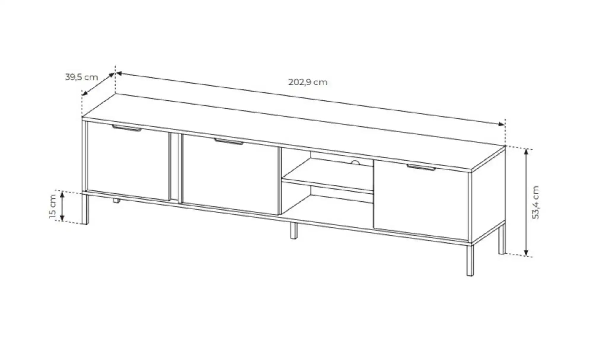 Lowboard  Lars ¦ schwarz ¦ Maße (cm): B: 202,9 H: 53,4 Kommoden & Sideboard günstig online kaufen