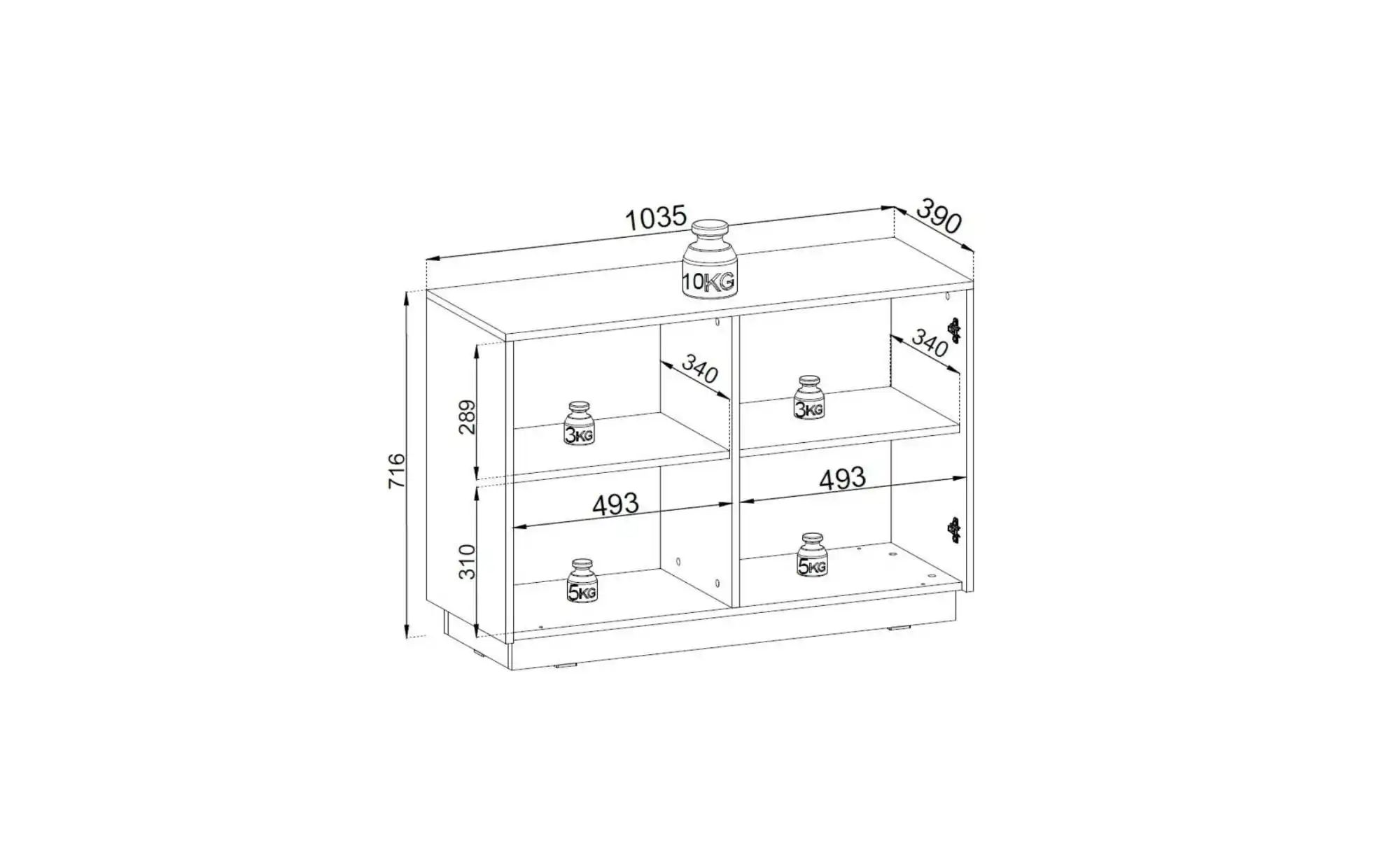 Sideboard  Roy ¦ weiß ¦ Maße (cm): B: 103,5 H: 71,6 Kommoden & Sideboards > günstig online kaufen