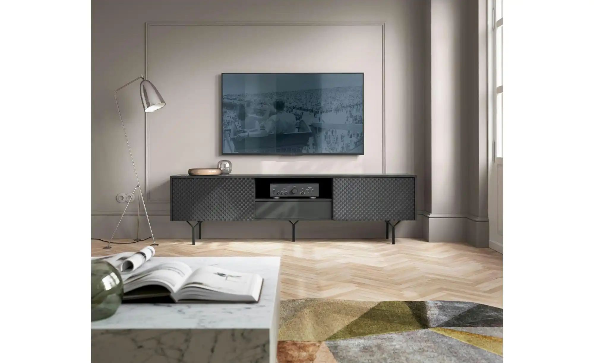Lowboard   ¦ schwarz ¦ Maße (cm): B: 180 H: 51 Kommoden & Sideboards > Lowb günstig online kaufen