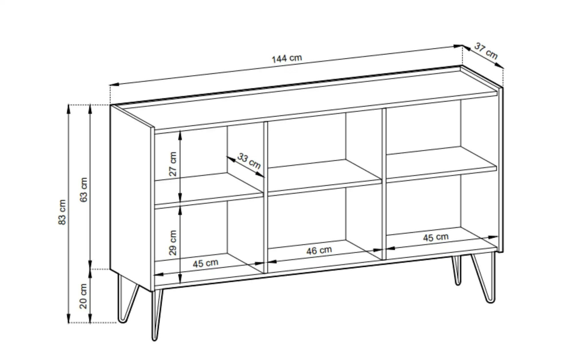 Sideboard   ¦ schwarz ¦ Maße (cm): B: 144 H: 83 Kommoden & Sideboards > Sid günstig online kaufen