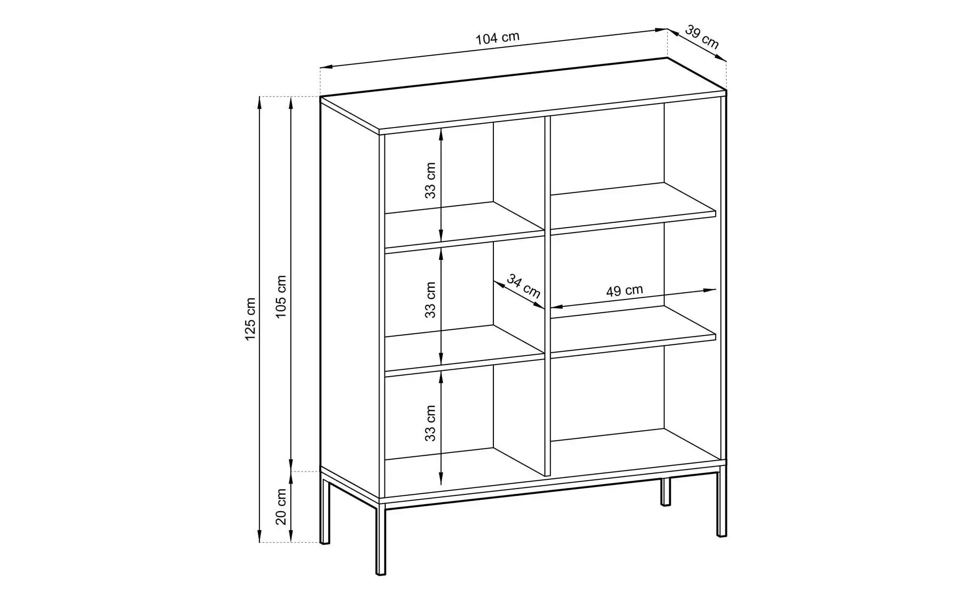 Highboard  Nova ¦ schwarz ¦ Maße (cm): B: 104 H: 125 Kommoden & Sideboards günstig online kaufen