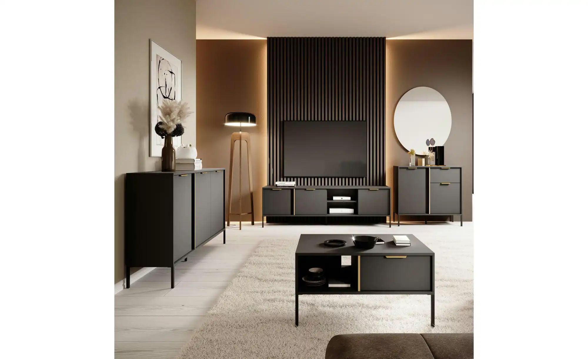 Sideboard  Lars ¦ schwarz ¦ Maße (cm): B: 153,1 H: 81,4 Kommoden & Sideboar günstig online kaufen