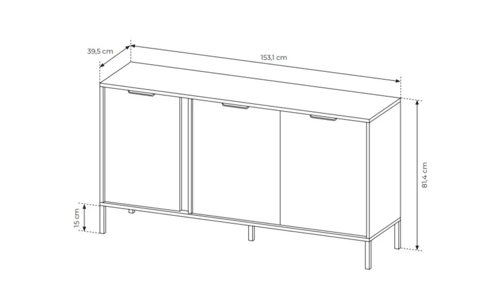 Thumbnail - Sideboard Lars ¦ schwarz ¦ Maße (cm): B: 153,1 H: 81,4 Kommoden & Sideboards > Sideboards - Höffner