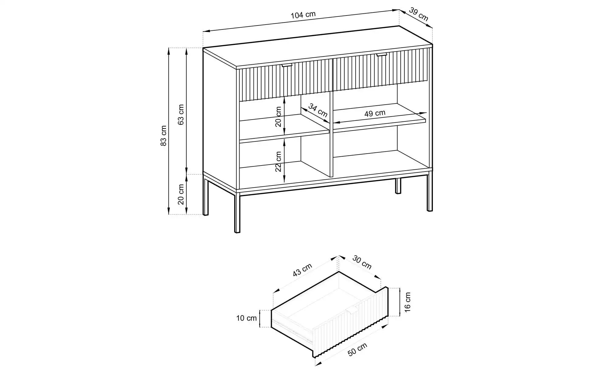 Sideboard  Nova ¦ schwarz ¦ Maße (cm): B: 104 H: 83 Kommoden & Sideboards > günstig online kaufen