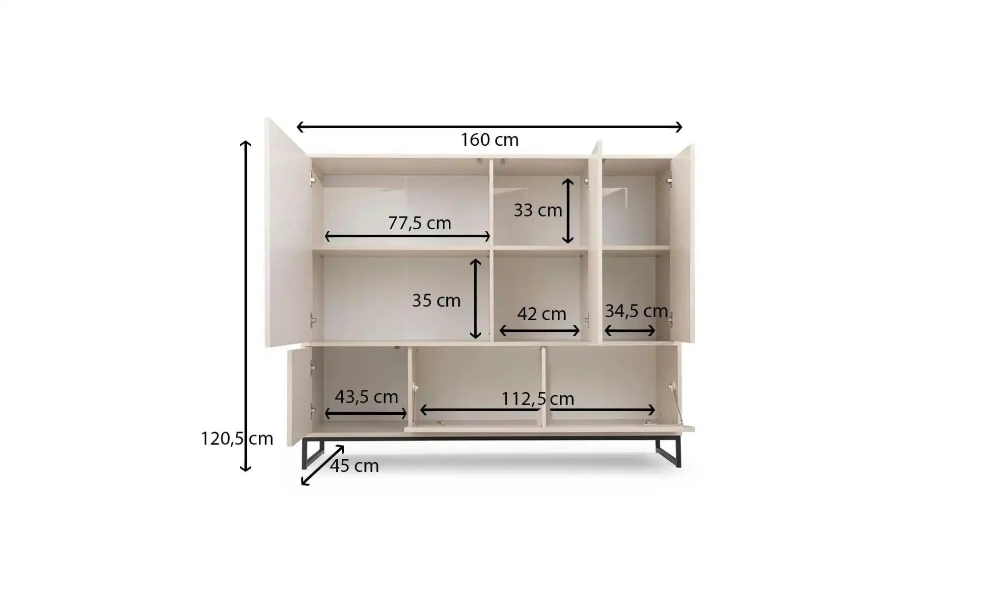 Highboard  Genua ¦ braun ¦ Maße (cm): B: 160 H: 120,5 Kommoden & Sideboards günstig online kaufen