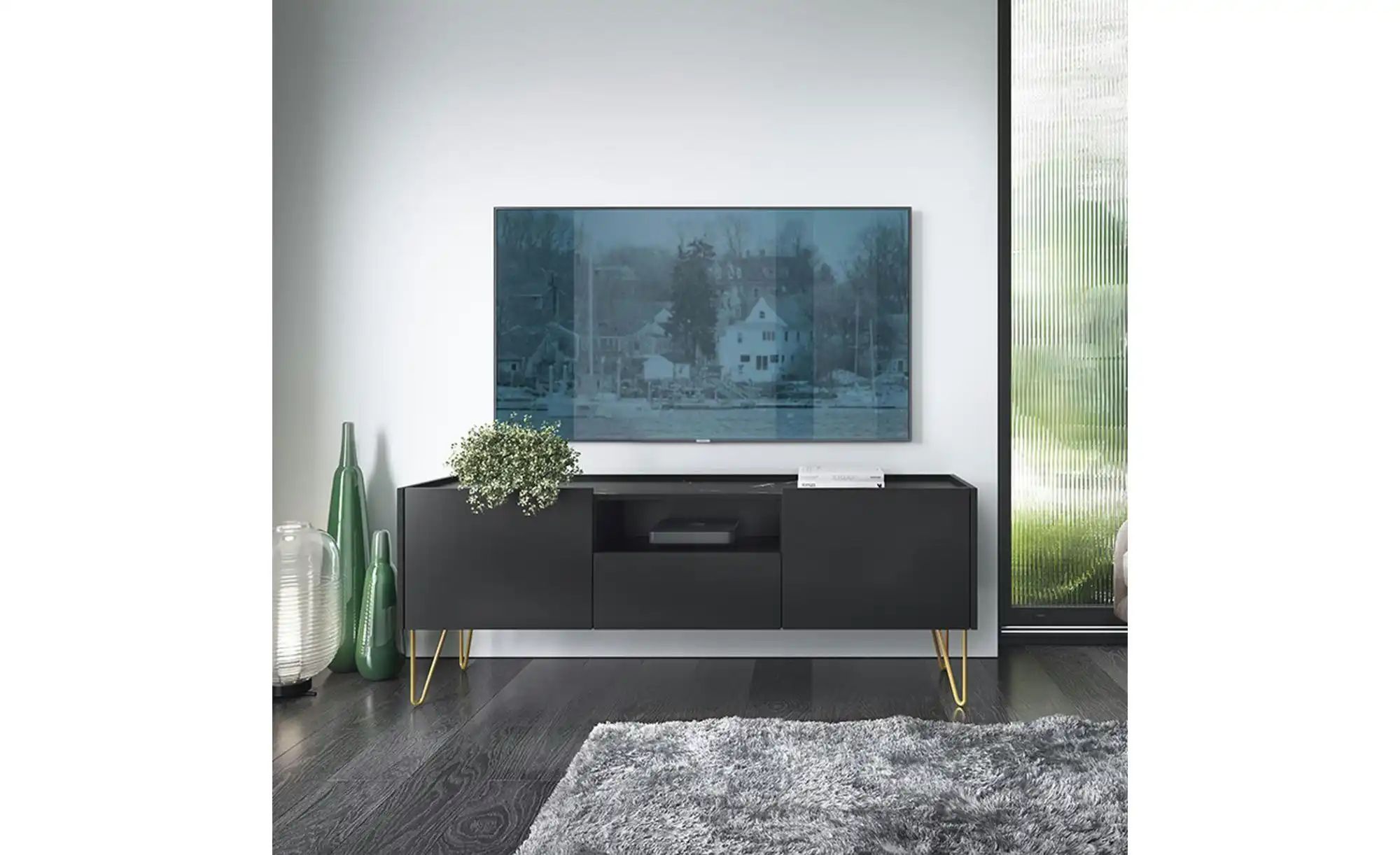 Lowboard   ¦ schwarz ¦ Maße (cm): B: 144 H: 55 Kommoden & Sideboards > Lowb günstig online kaufen
