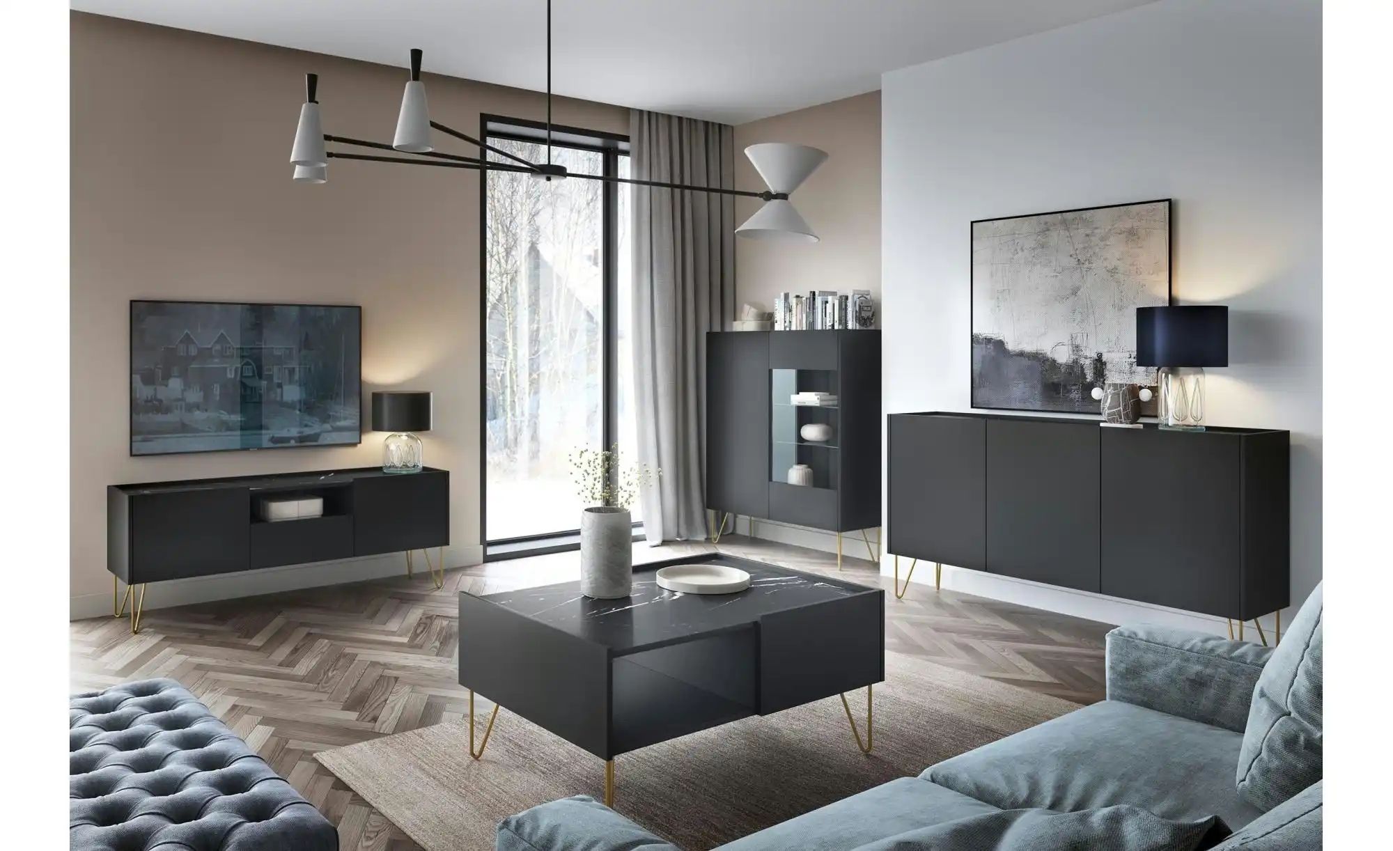 Thumbnail - Lowboard  Harmony ¦ schwarz ¦ Maße (cm): B: 144 H: 55 Kommoden & Sideboards > Lowboards - Höffner