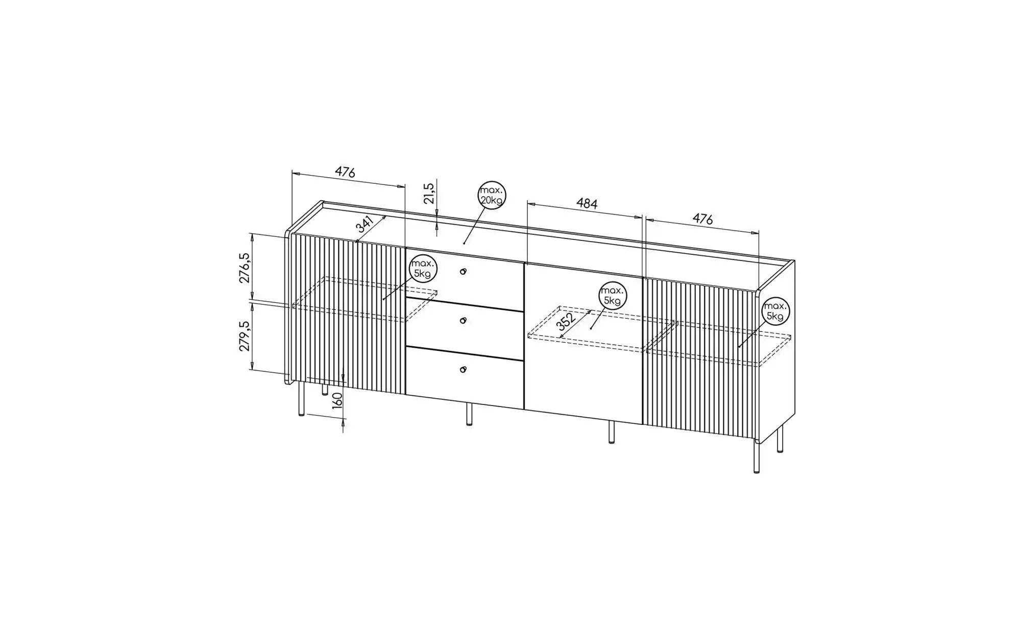 Thumbnail - Sideboard Prestigo ¦ braun ¦ Maße (cm): B: 200 H: 78 Kommoden & Sideboards > Sideboards - Höffner