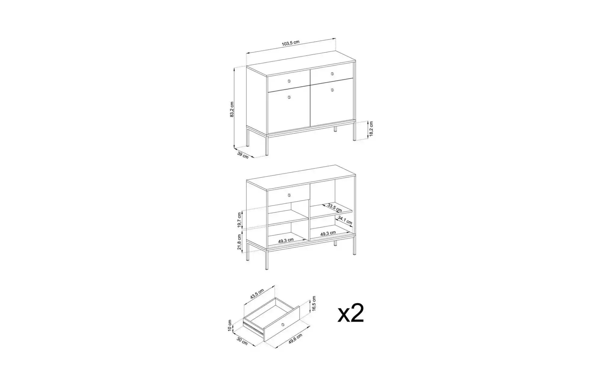 Sideboard  Molly ¦ beige ¦ Maße (cm): B: 103,5 H: 83,2 Kommoden & Sideboard günstig online kaufen