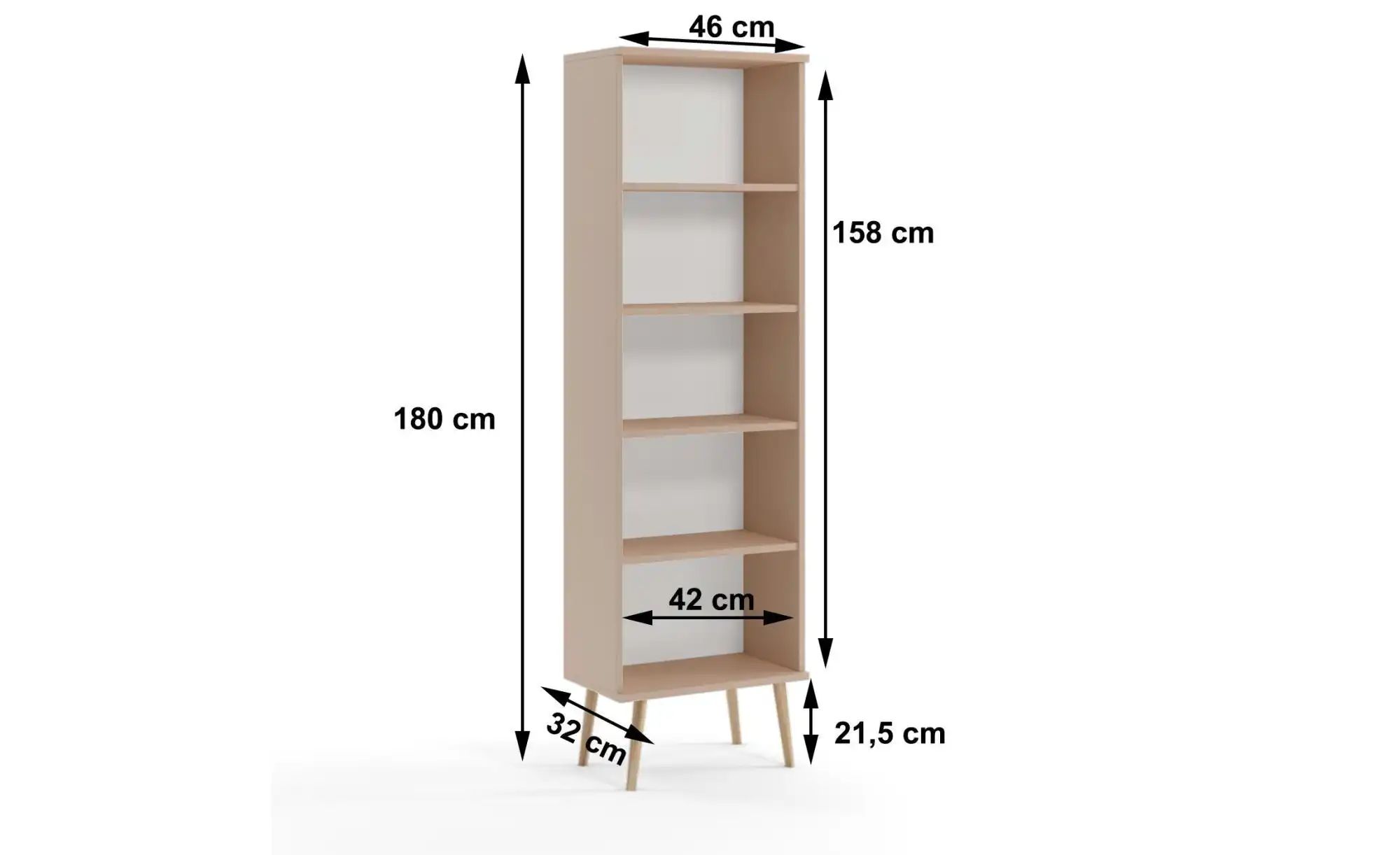 Bücherregal   ¦ braun ¦ Maße (cm): B: 46 H: 180 Regale > Bücherregale - Höf günstig online kaufen