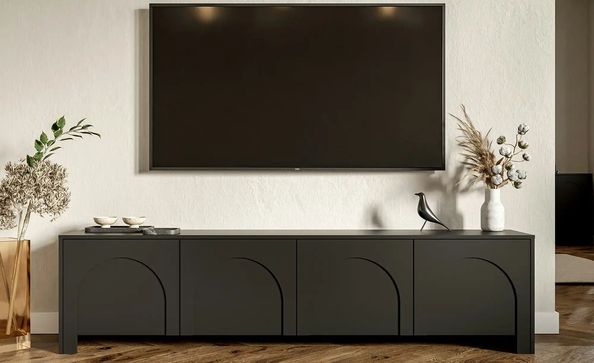 Thumbnail - TV-Lowboard Arsoli ¦ schwarz ¦ Maße (cm): B: 204 H: 54 T: 35.0 Kommoden & Sideboards > Lowboards - Höffner