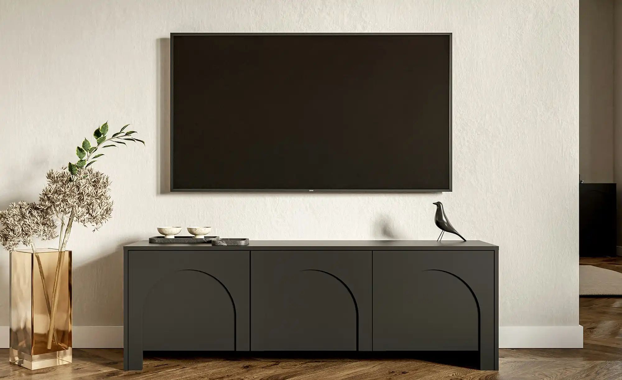 TV-Lowboard  Arsoli ¦ schwarz ¦ Maße (cm): B: 150 H: 49 T: 35.0 Kommoden & günstig online kaufen
