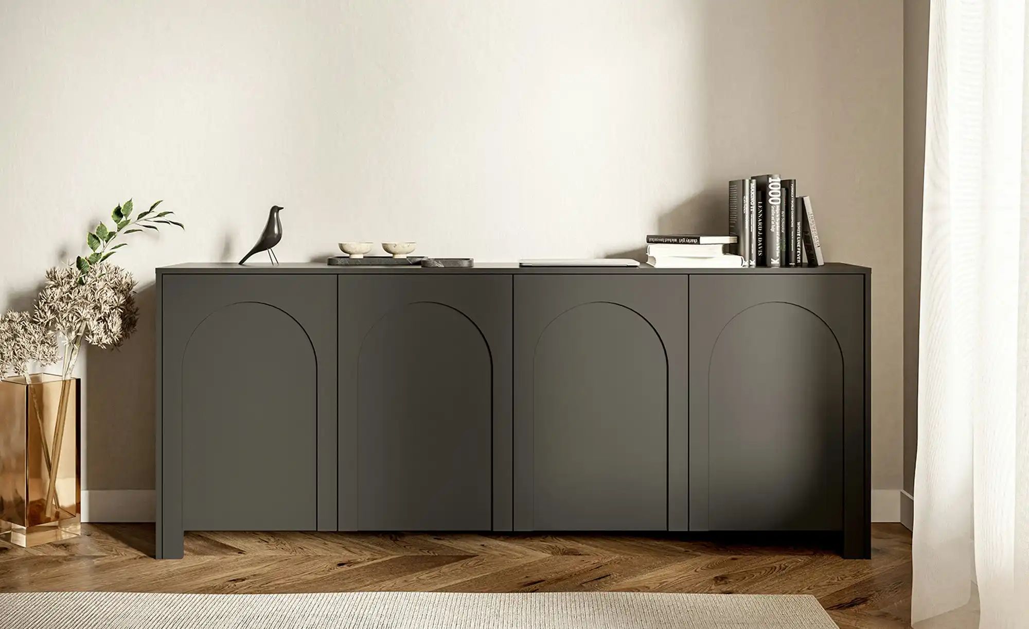 Sideboard  Arsoli ¦ schwarz ¦ Maße (cm): B: 204 H: 83 T: 35.0 Kommoden & Si günstig online kaufen