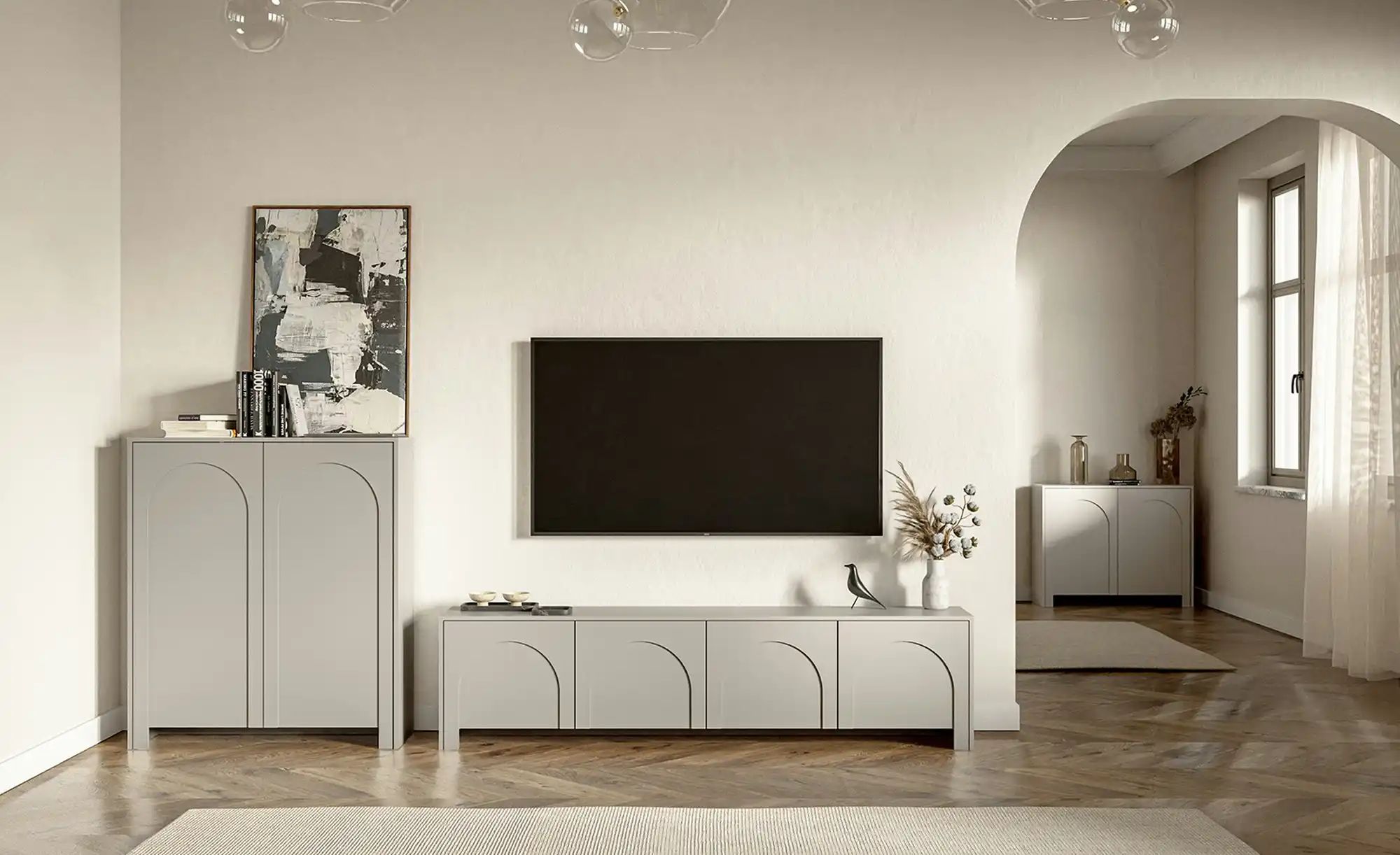 Thumbnail - TV-Lowboard Arsoli ¦ beige ¦ Maße (cm): B: 204 H: 54 T: 35.0 Kommoden & Sideboards > Lowboards - Höffner