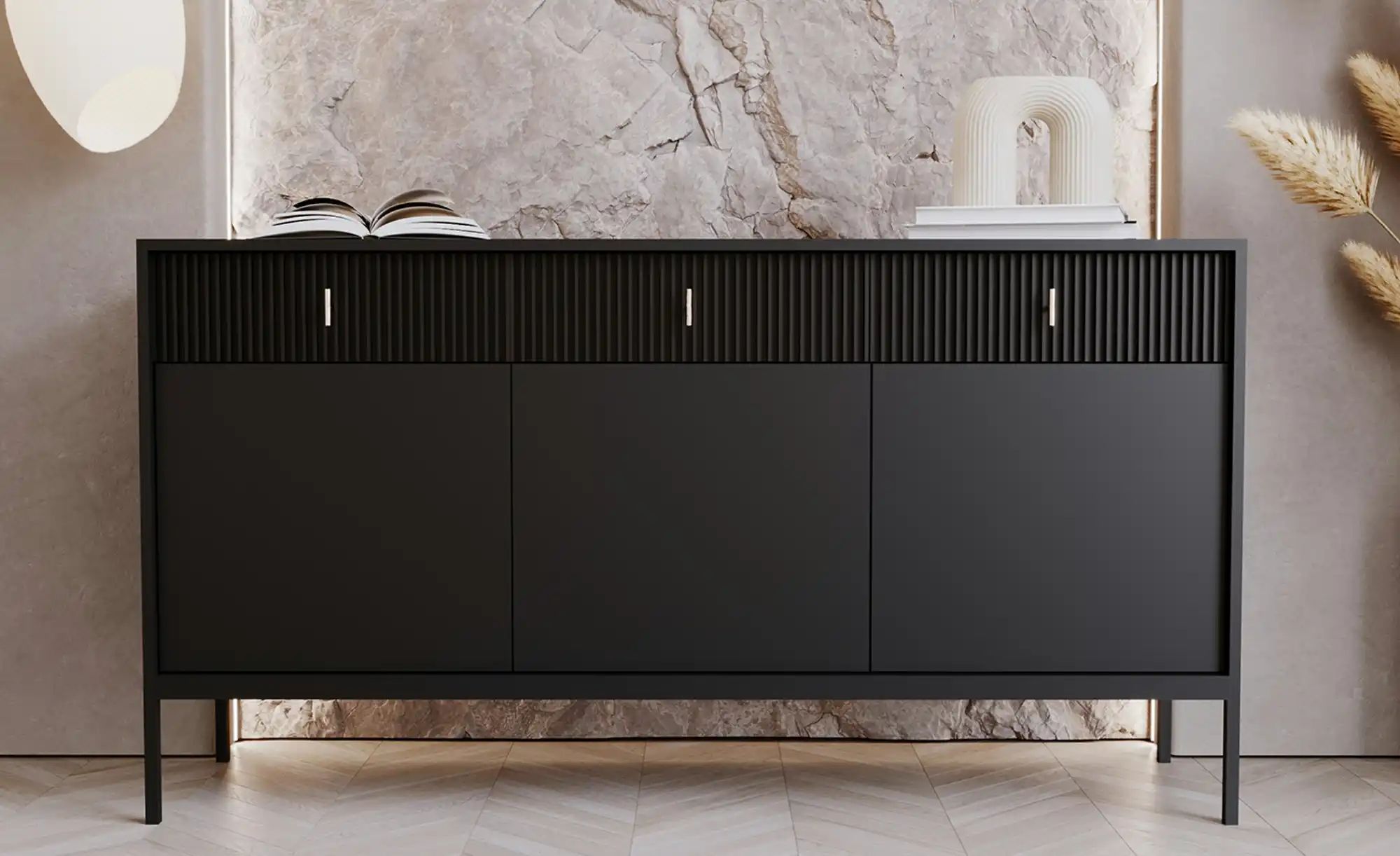 Sideboard  Maglione ¦ schwarz ¦ Maße (cm): B: 154 H: 83 T: 39.0 Kommoden & günstig online kaufen