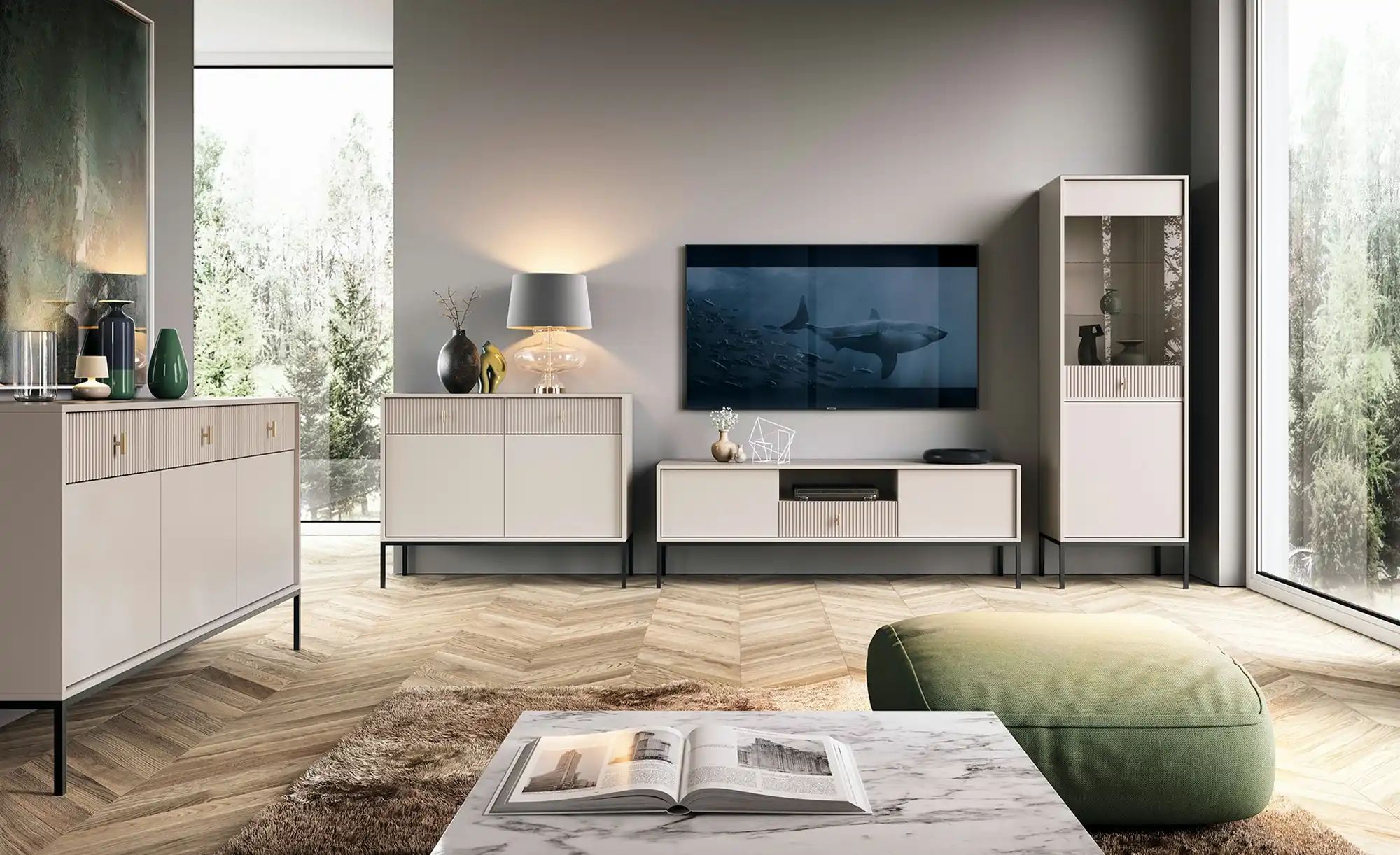 Thumbnail - TV-Lowboard Maglione ¦ beige ¦ Maße (cm): B: 154 H: 52 T: 39.0 Kommoden & Sideboards > Lowboards - Höffner