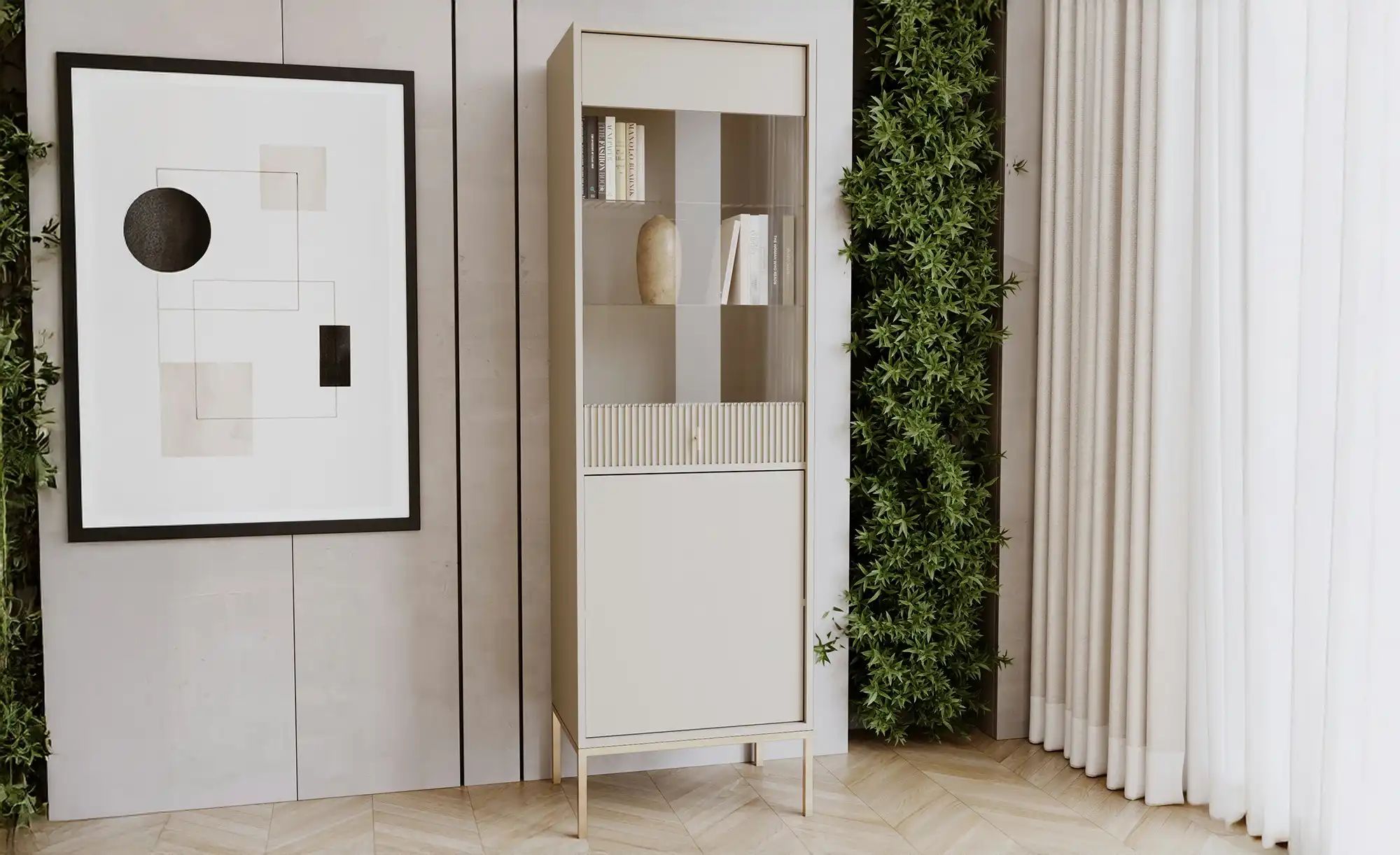 Vitrine  Maglione ¦ beige ¦ Maße (cm): B: 53,9 H: 175 T: 39.0 Schränke > Vi günstig online kaufen