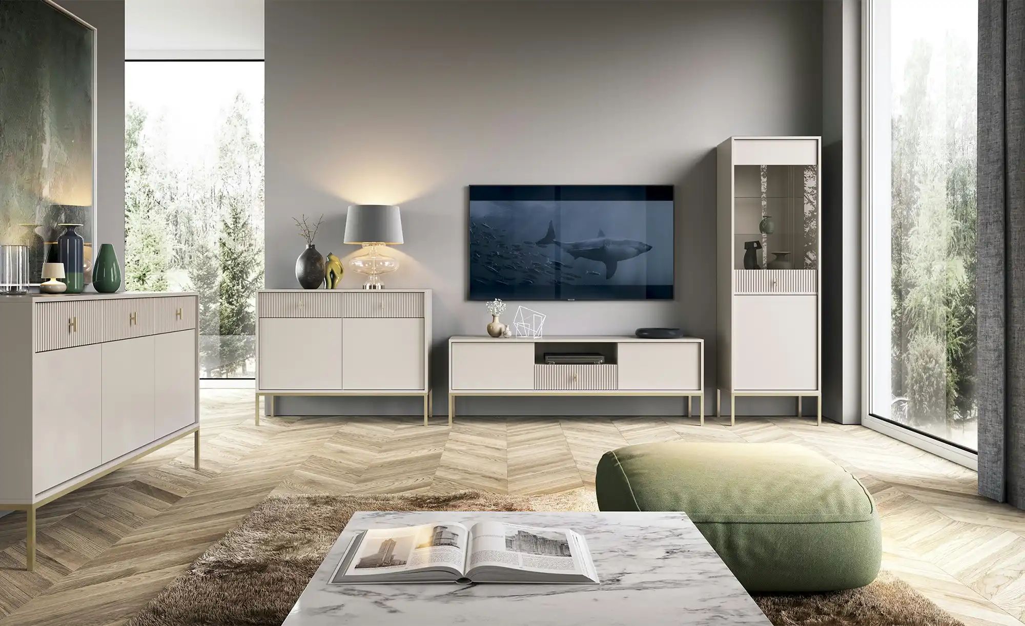 Thumbnail - Vitrine Maglione ¦ beige ¦ Maße (cm): B: 53,9 H: 175 T: 39.0 Schränke > Vitrinen - Höffner