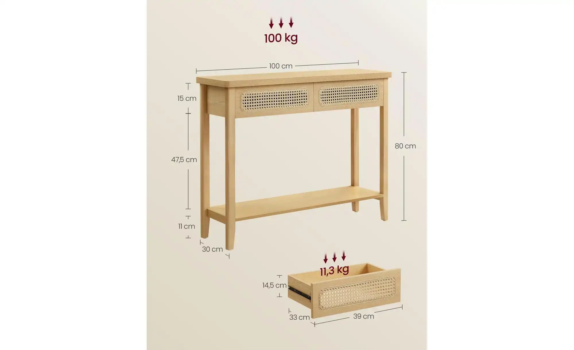 Konsolentisch  Ellan ¦ holzfarben ¦ Maße (cm): B: 30 H: 80 Tische > Konsole günstig online kaufen