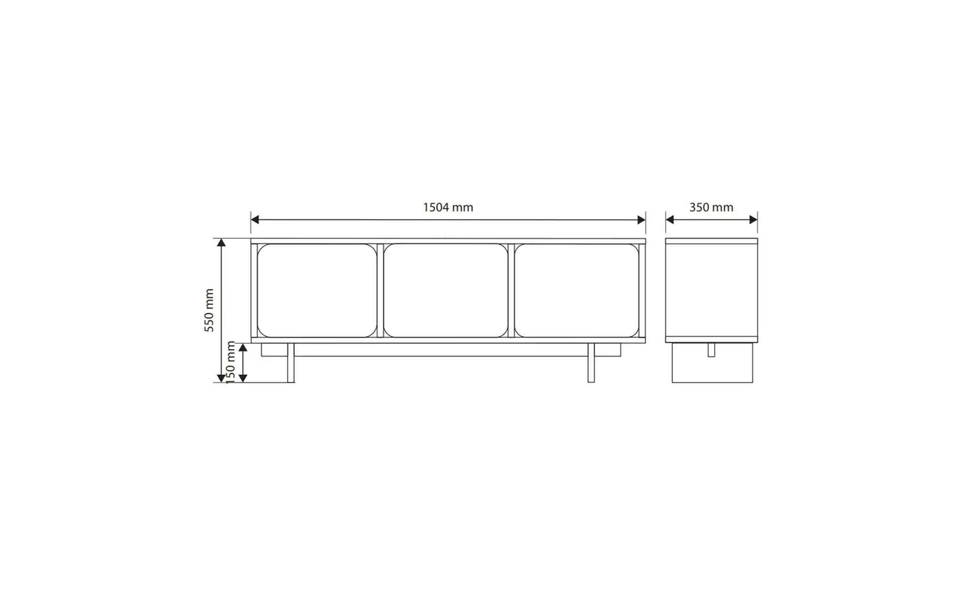 Lowboard   ¦ grau ¦ Maße (cm): B: 150,4 H: 55 Kommoden & Sideboards > Lowbo günstig online kaufen