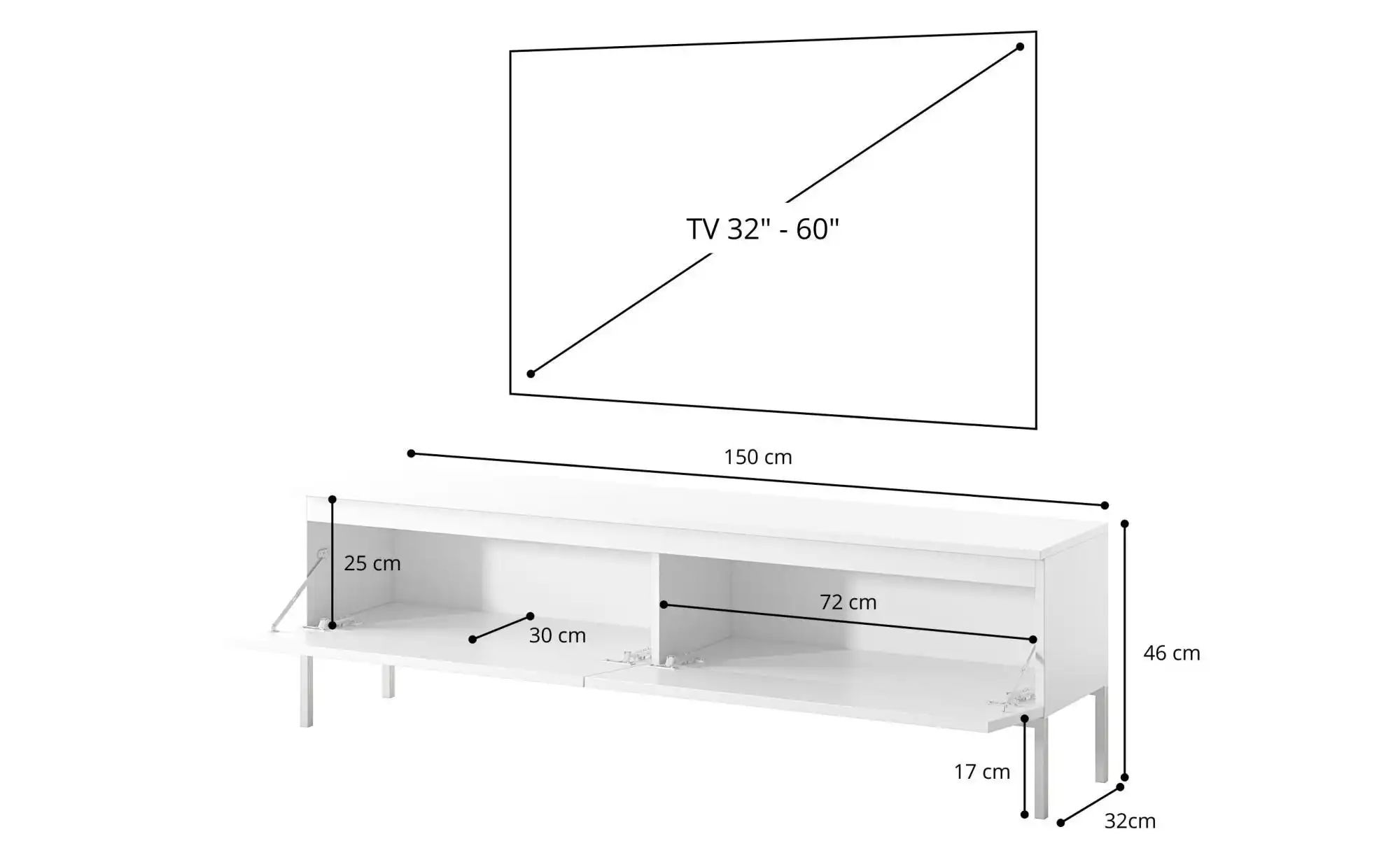 Selsey Lowboard   ¦ weiß ¦ Maße (cm): B: 150 H: 46 Kommoden & Sideboards > günstig online kaufen
