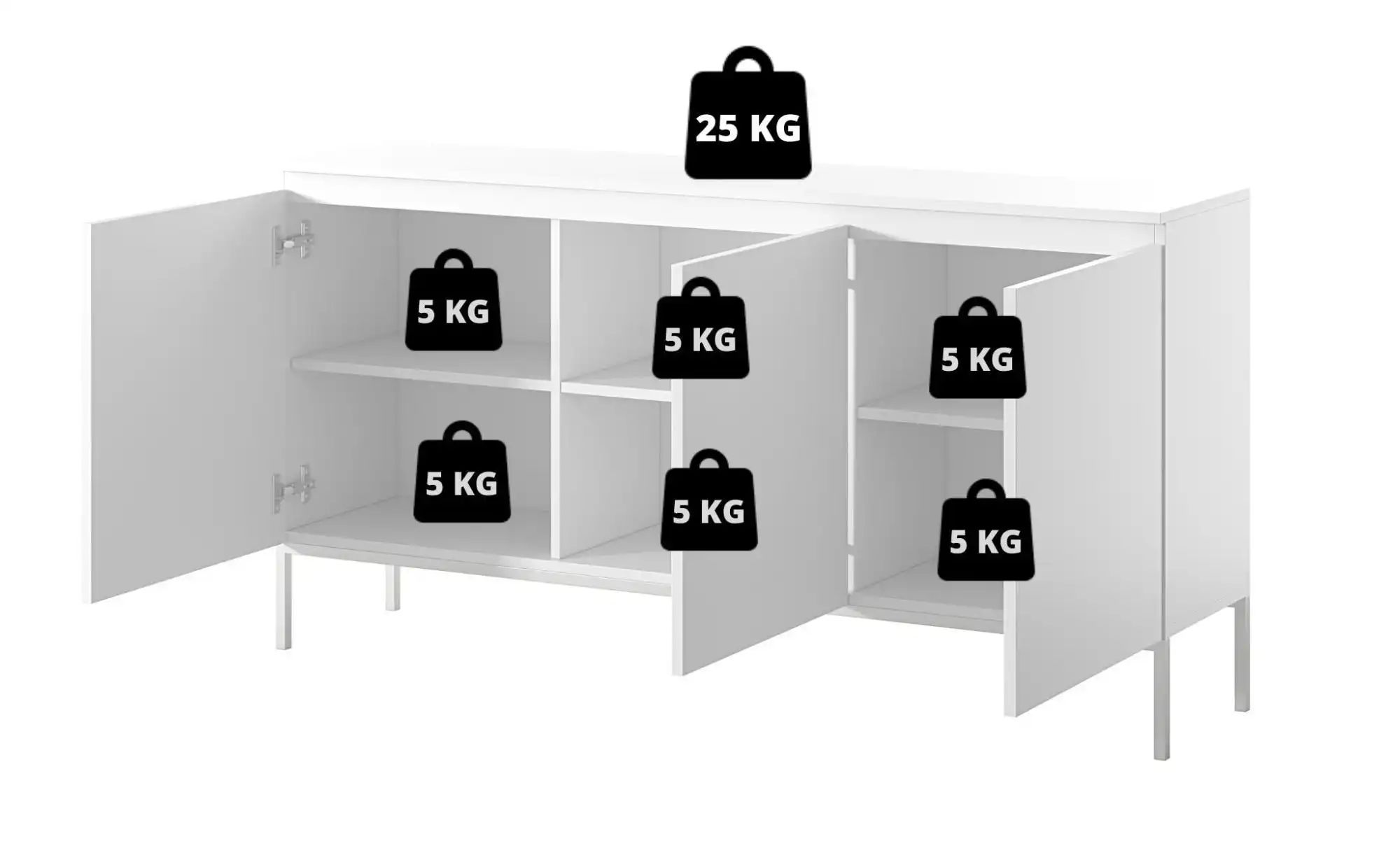Thumbnail - Selsey Sideboard Bemmi ¦ weiß ¦ Maße (cm): B: 150 H: 77 Kommoden & Sideboards > Sideboards - Höffner