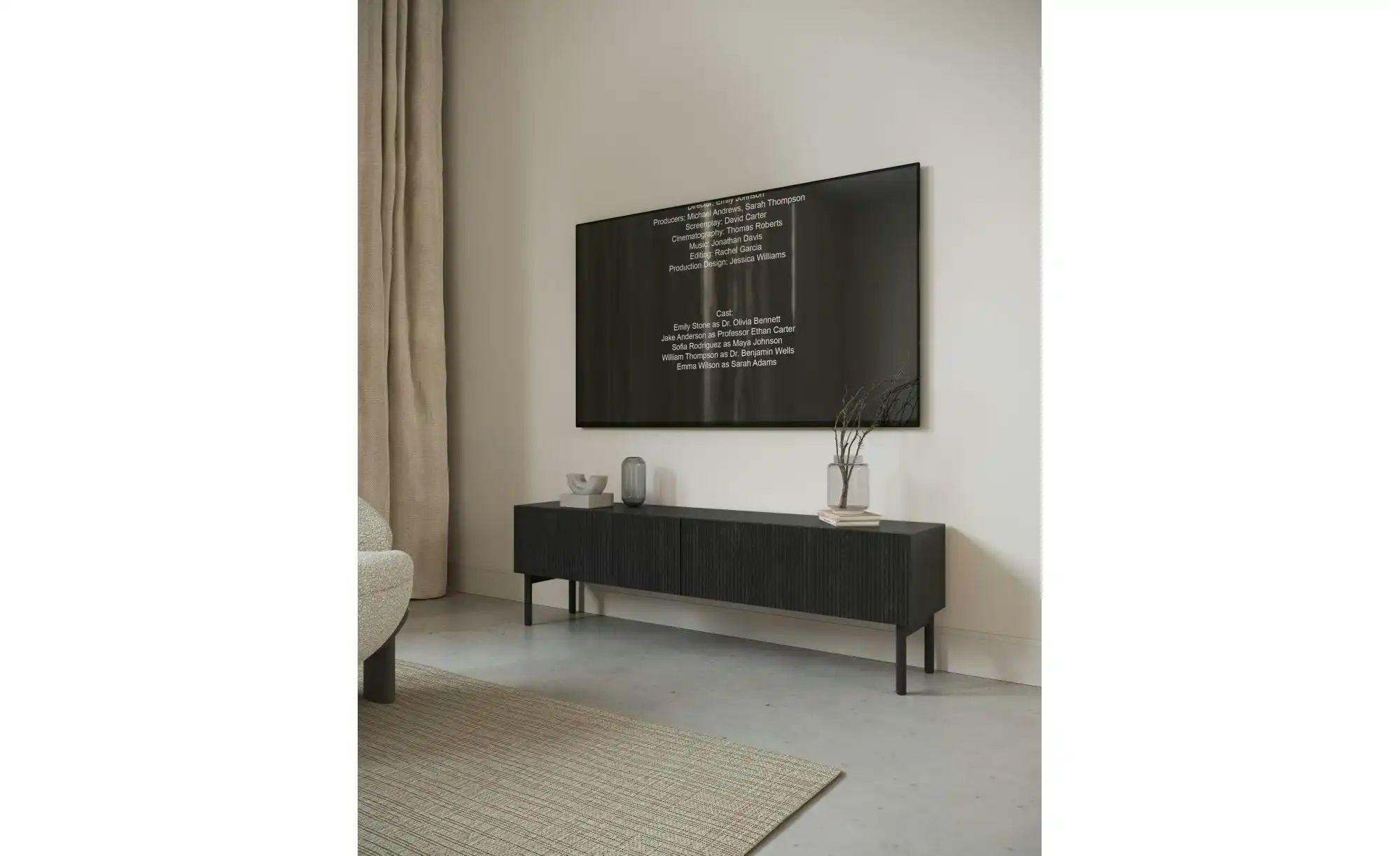 Selsey Lowboard  Noelie ¦ schwarz ¦ Maße (cm): B: 175,5 H: 51 T: 31.6 Kommo günstig online kaufen