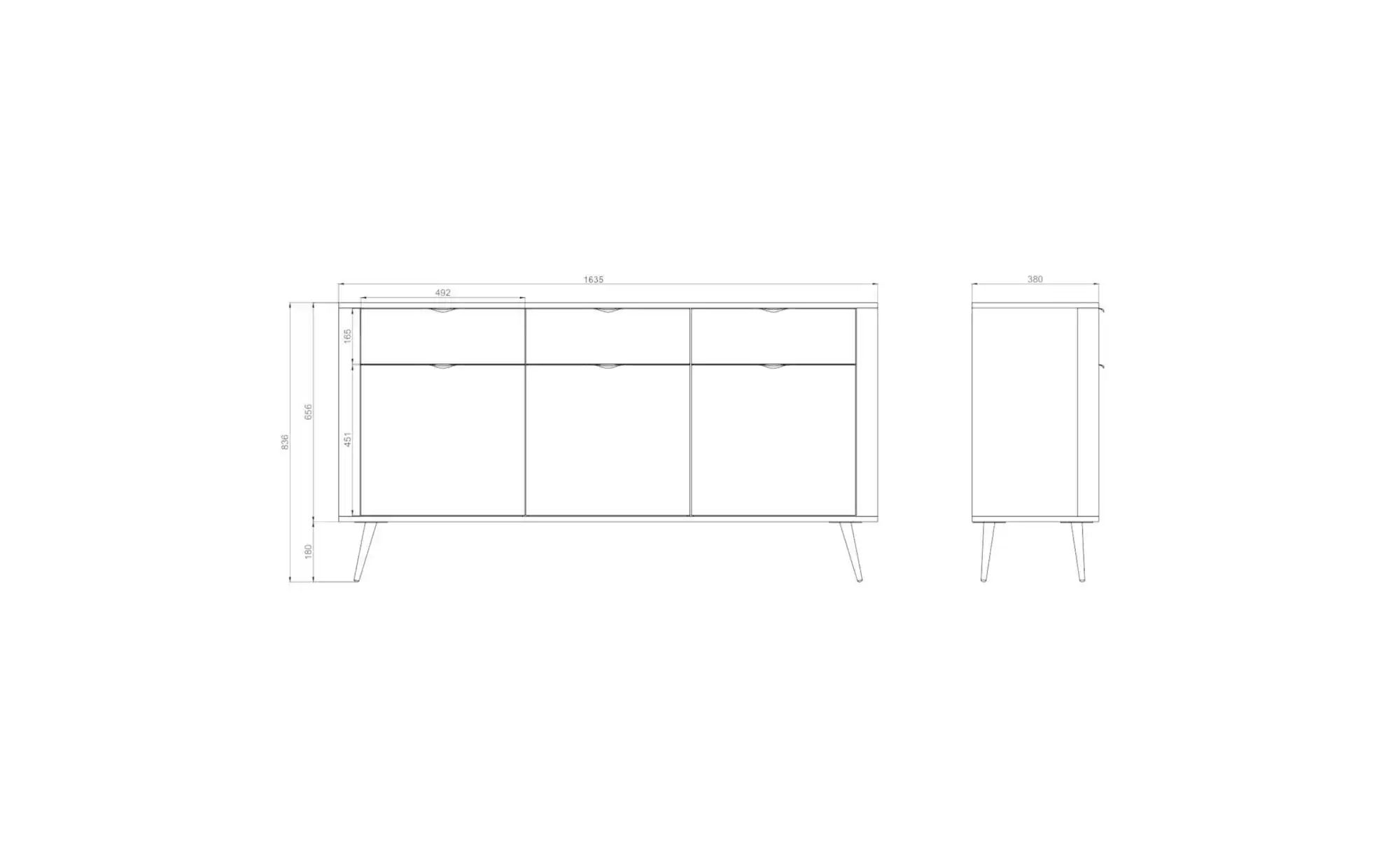 Thumbnail - Selsey Sideboard  Oval ¦ weiß ¦ Maße (cm): B: 163,5 H: 83,6 Kommoden & Sideboards > Sideboards - Höffner