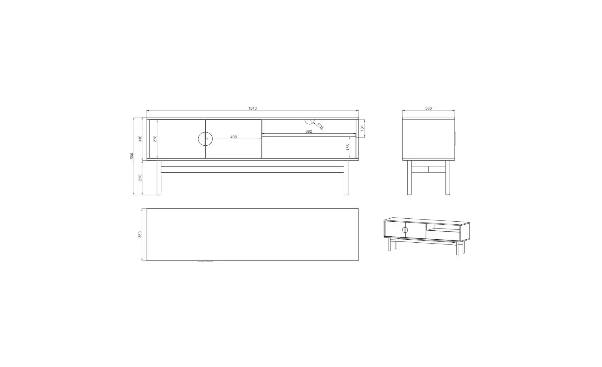 Lowboard  Stoon ¦ beige ¦ Maße (cm): B: 154 H: 56,6 Kommoden & Sideboards > günstig online kaufen