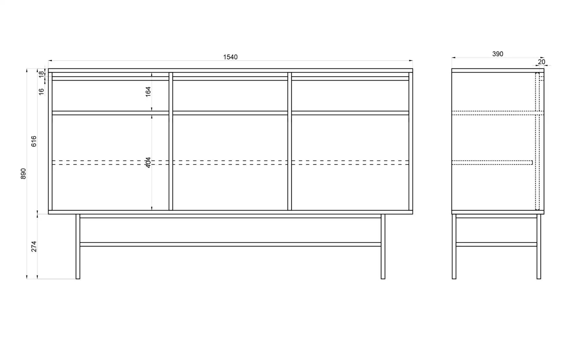 Thumbnail - Selsey Sideboard Evo ¦ grün ¦ Maße (cm): B: 154 H: 89 Kommoden & Sideboards > Sideboards - Höffner