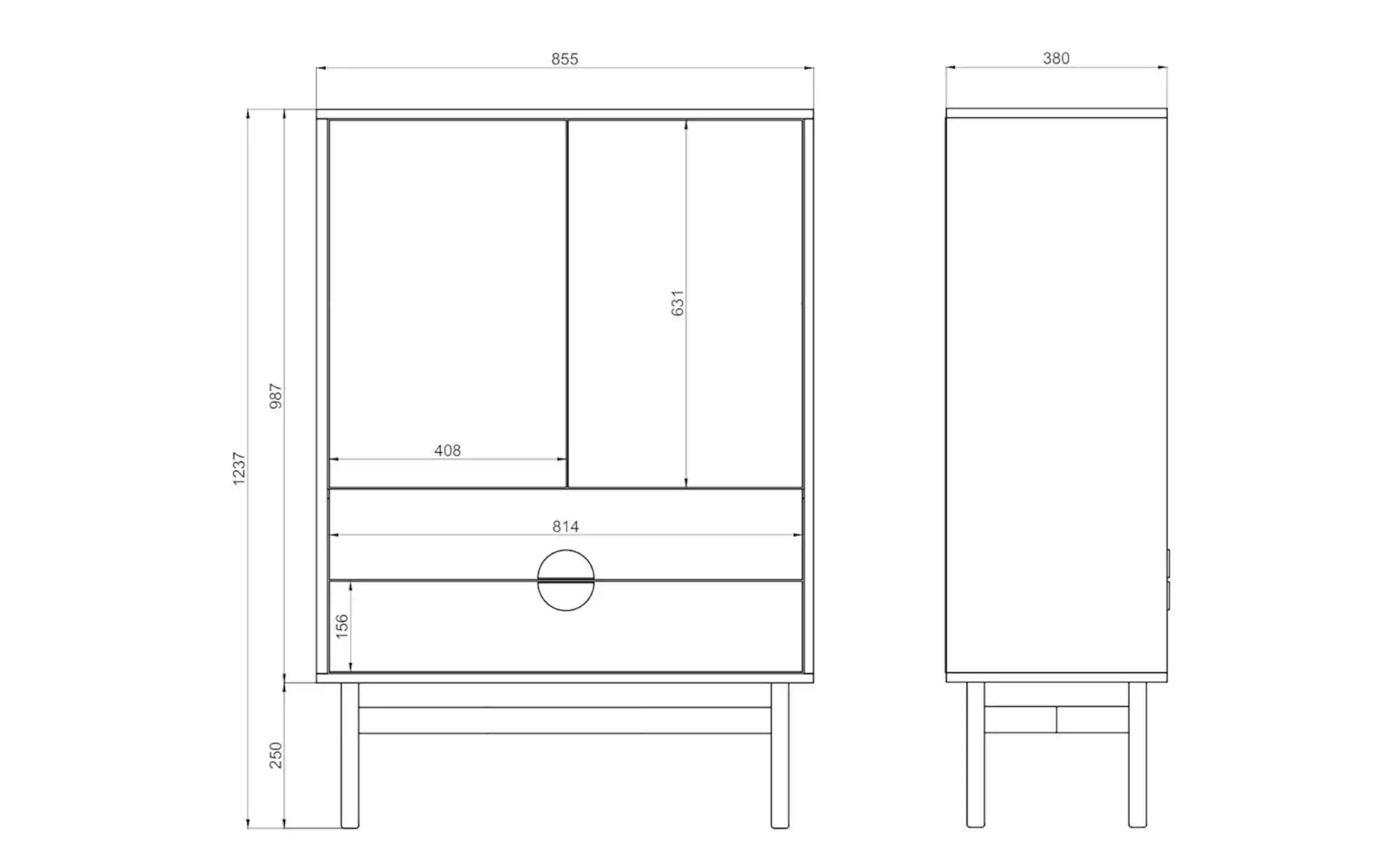 Highboard  Stoon ¦ weiß ¦ Maße (cm): B: 85,5 H: 123,7 Kommoden & Sideboards günstig online kaufen
