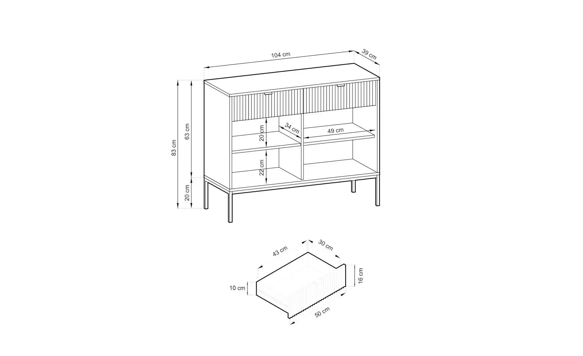 Sideboard  Vellore ¦ grün ¦ Maße (cm): B: 104 H: 83 Kommoden & Sideboards > günstig online kaufen