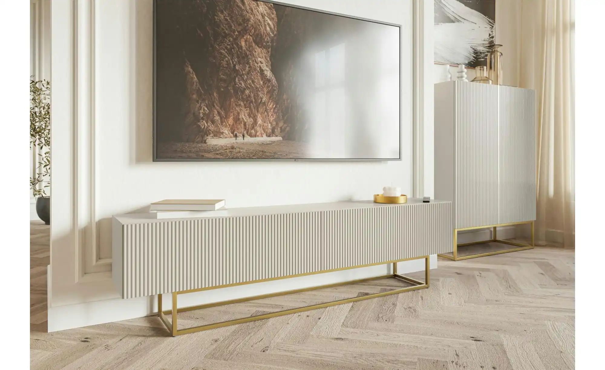 Lowboard  Veldio ¦ grau ¦ Maße (cm): B: 175 H: 46,5 Kommoden & Sideboards > günstig online kaufen