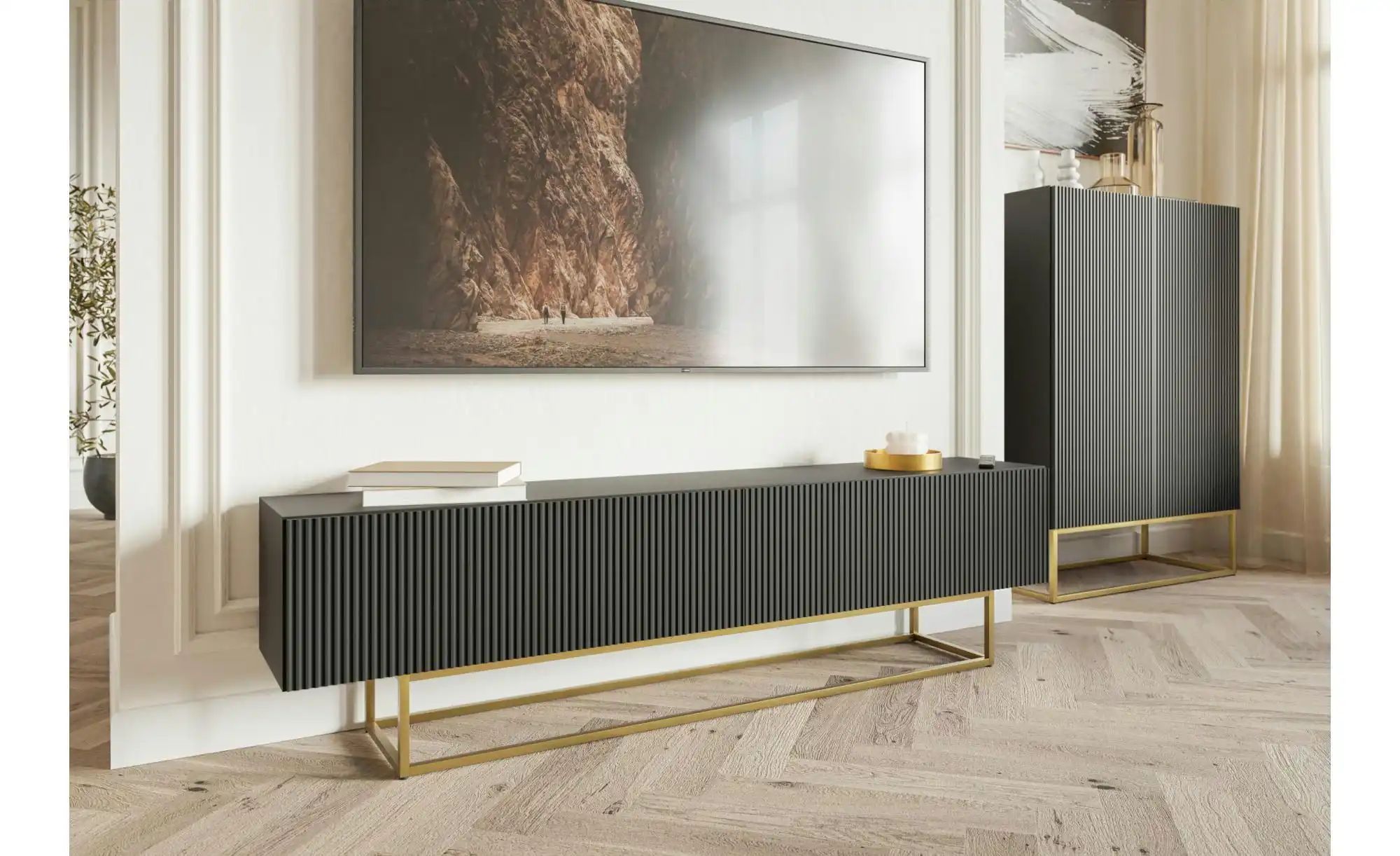 Selsey Lowboard  Veldio ¦ schwarz ¦ Maße (cm): B: 175 H: 46,5 Kommoden & Si günstig online kaufen