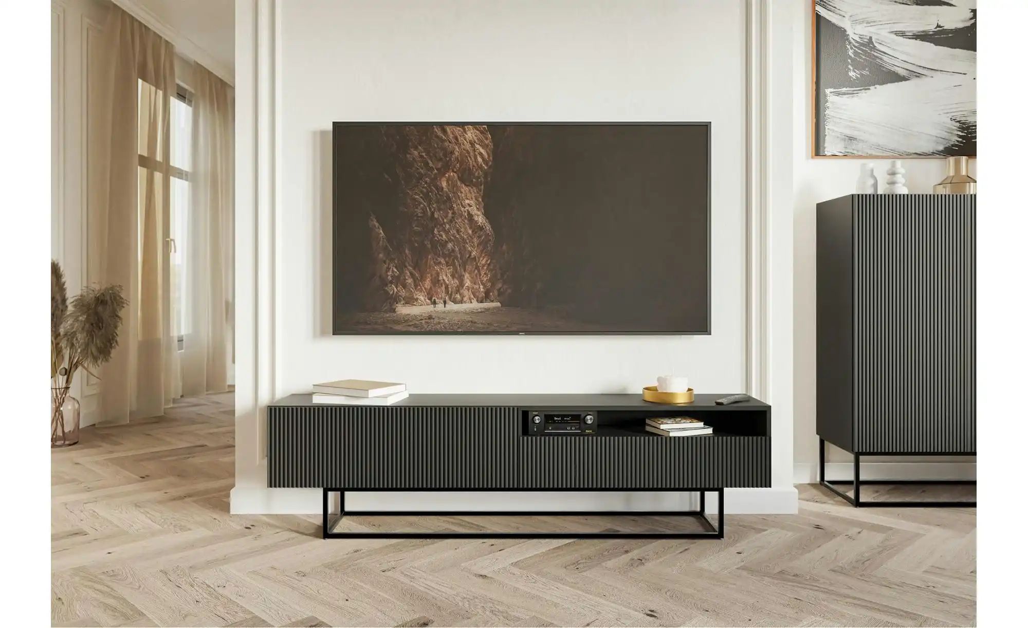 Lowboard  Veldio ¦ schwarz ¦ Maße (cm): B: 175 H: 46,5 Kommoden & Sideboard günstig online kaufen