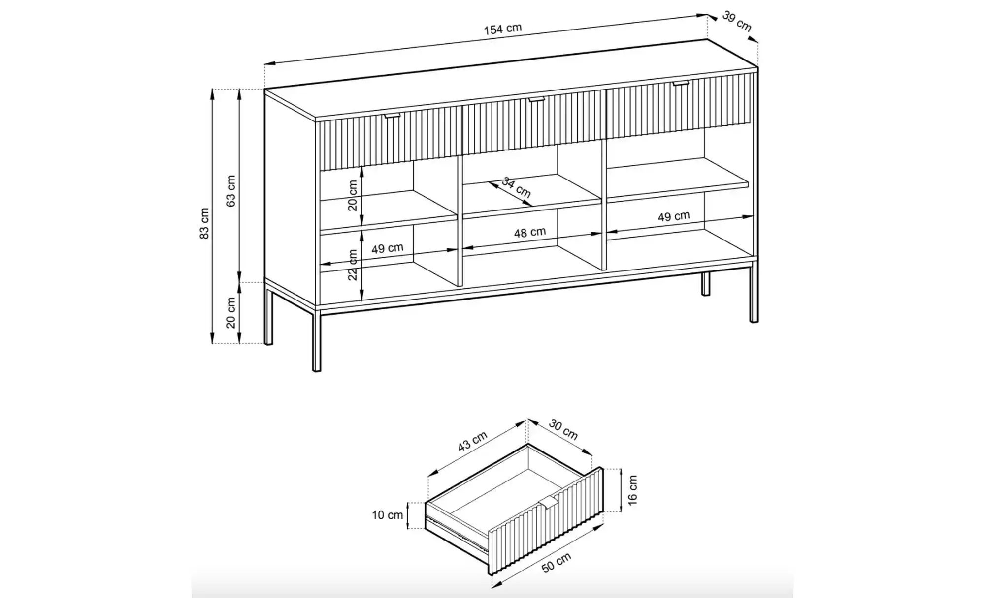 Thumbnail - Selsey Sideboard Vellore ¦ schwarz ¦ Maße (cm): B: 154 H: 83 Kommoden & Sideboards > Sideboards - Höffner