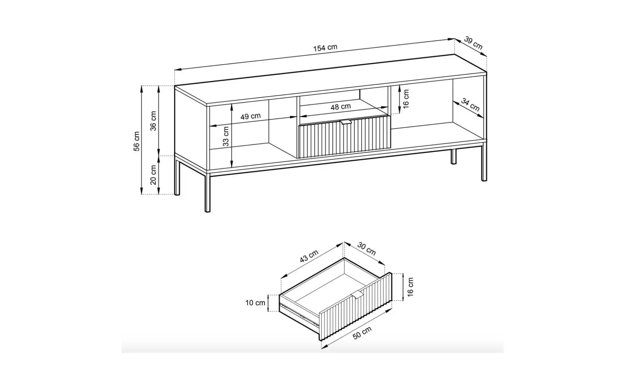 Selsey Lowboard  Vellore ¦ weiß ¦ Maße (cm): B: 154 H: 56 Kommoden & Sidebo günstig online kaufen